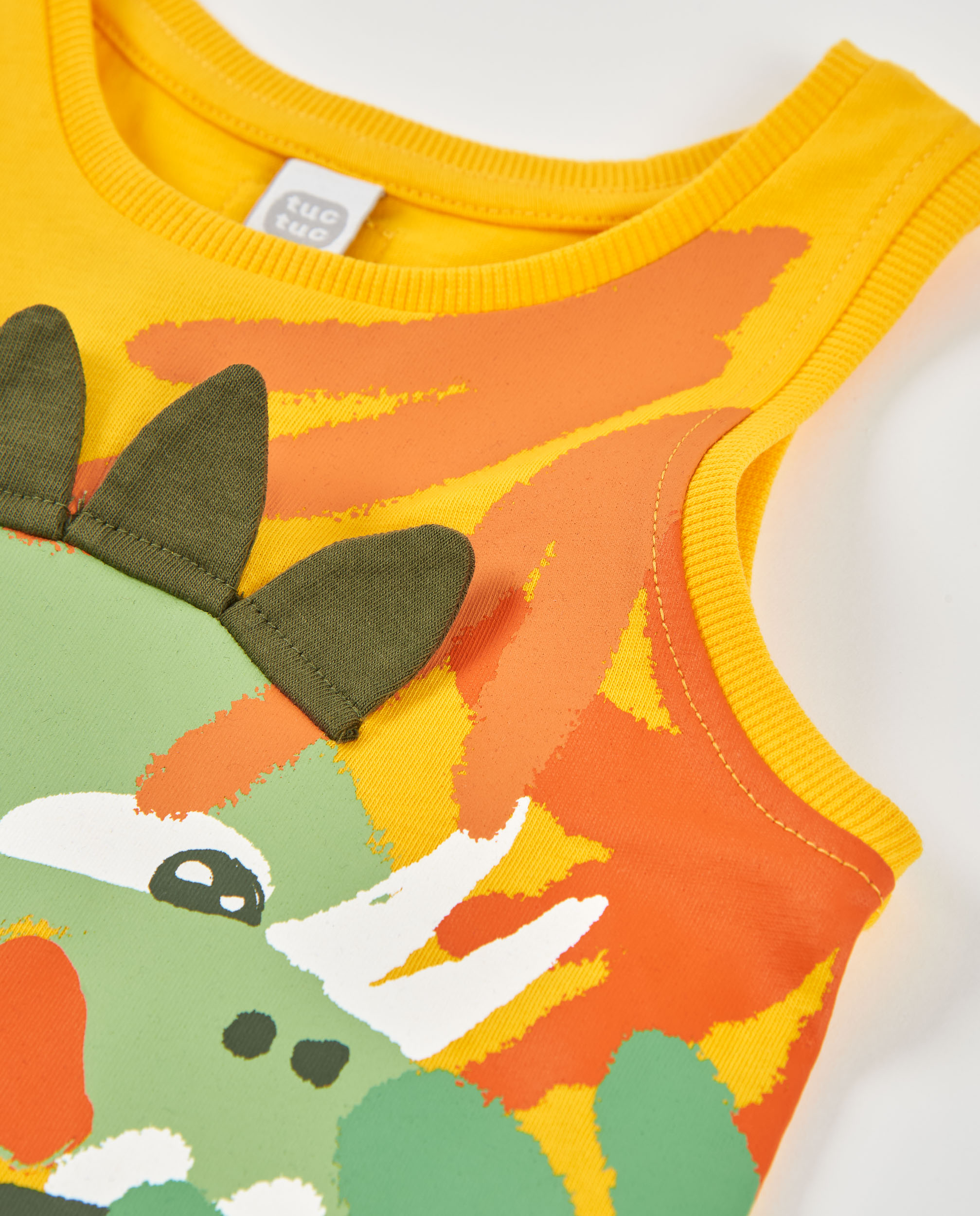 T-shirt Infantil de Malha e Alças Amarelo-4