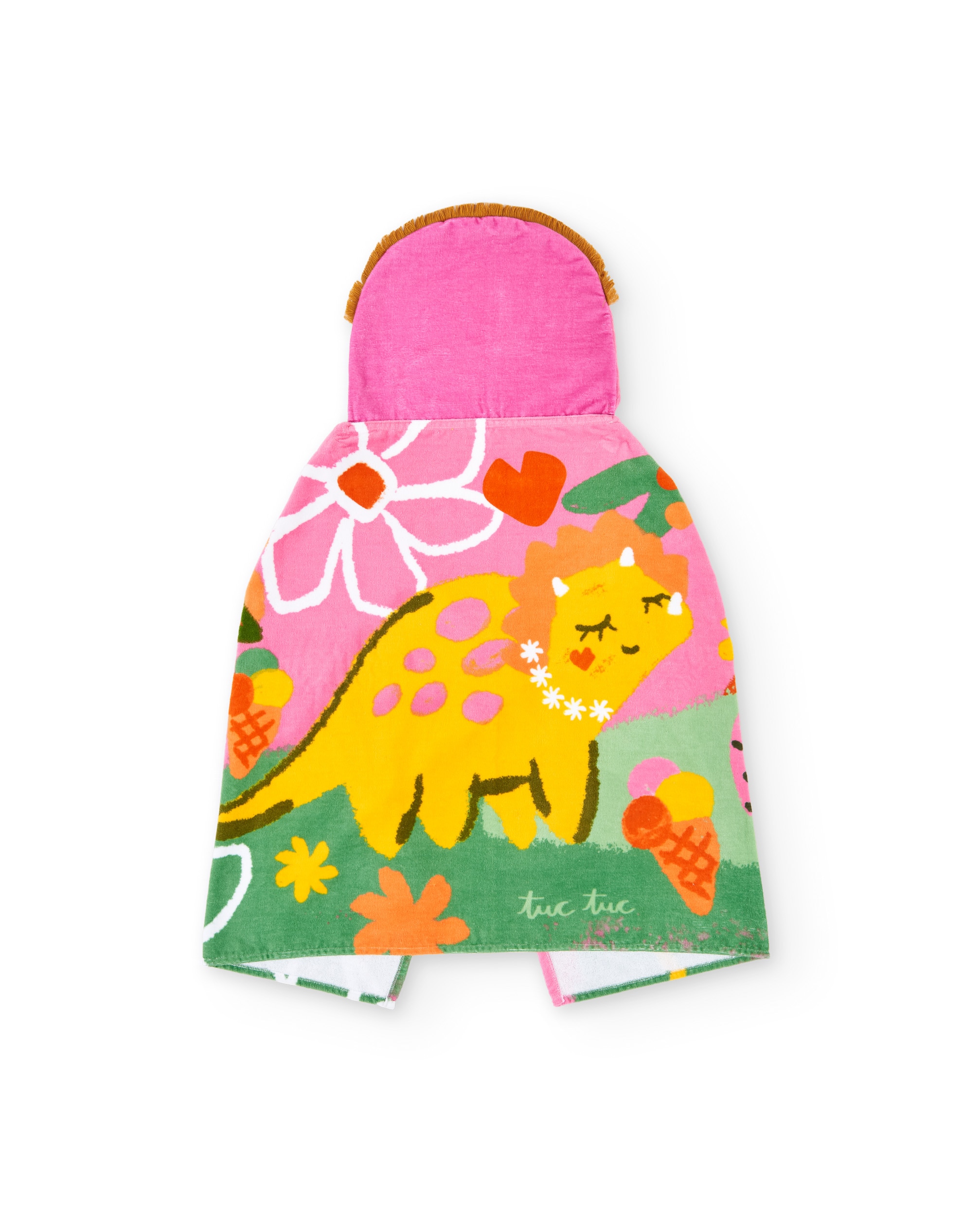 Toalha Infantil de Malha com Capuz Rosa-2