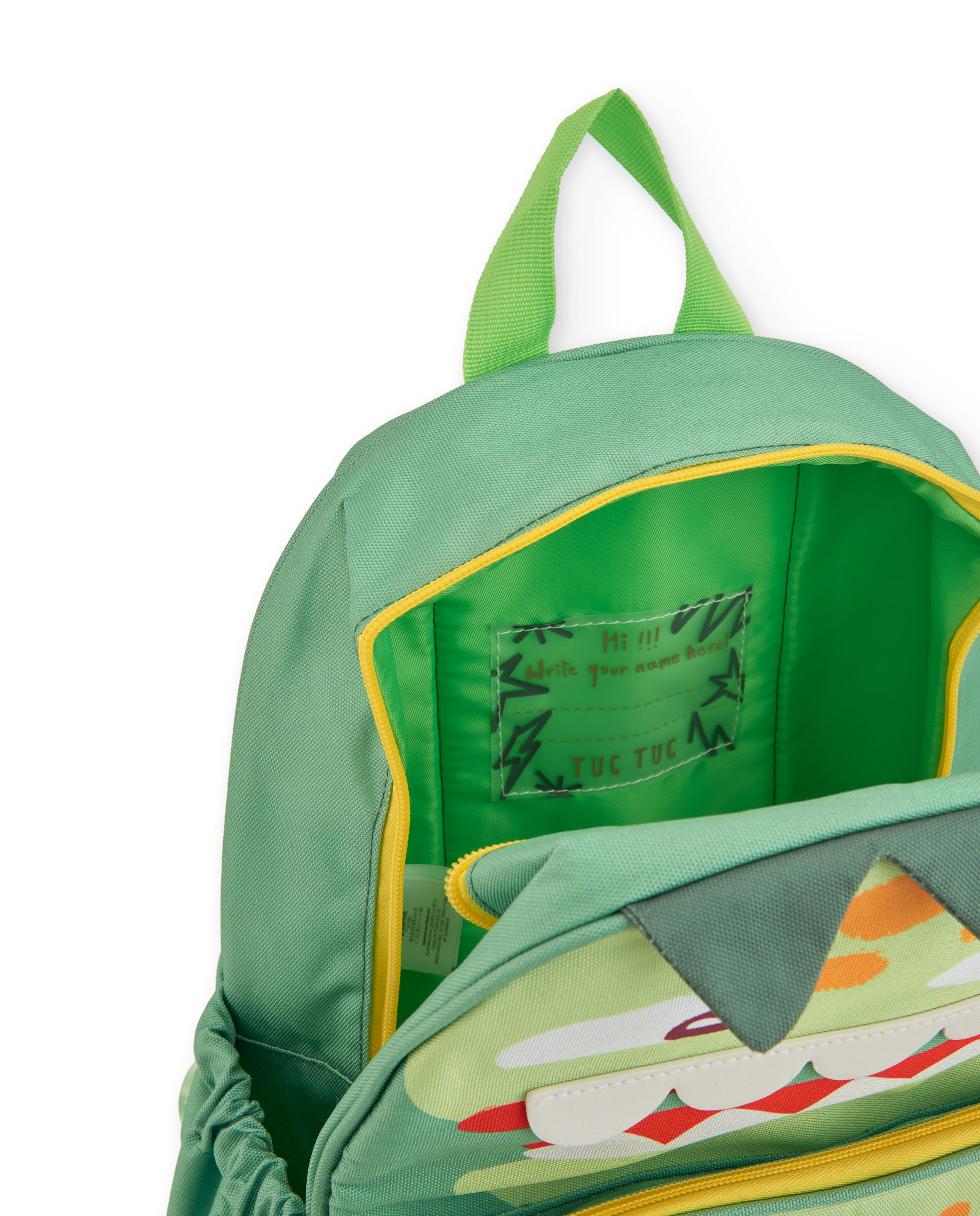 Mochila Plana com Design Dinossauro Tuc tuc Verde-4