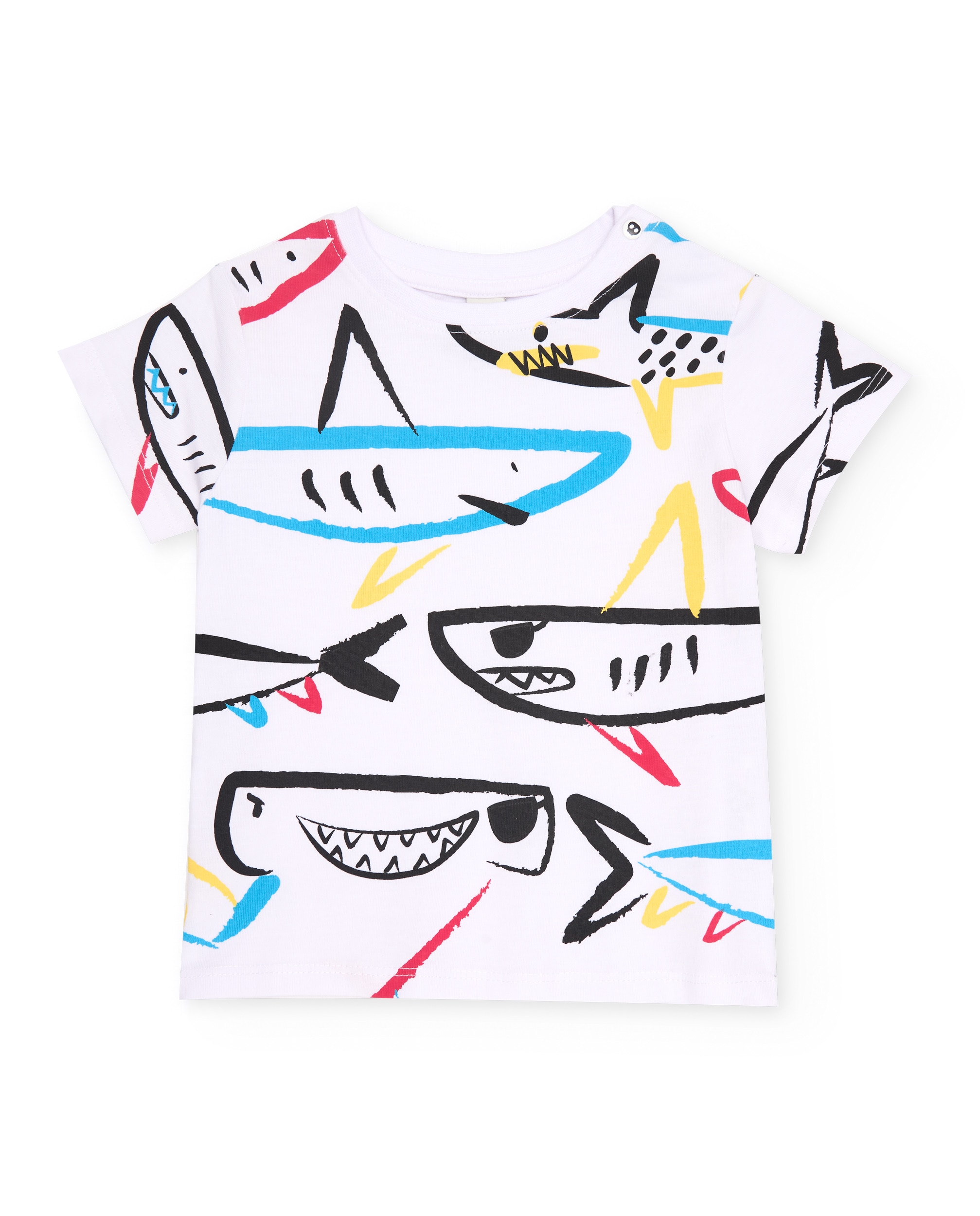 Imagem 0 de T-shirt Infantil de Malha e Gráficos de Tubarões