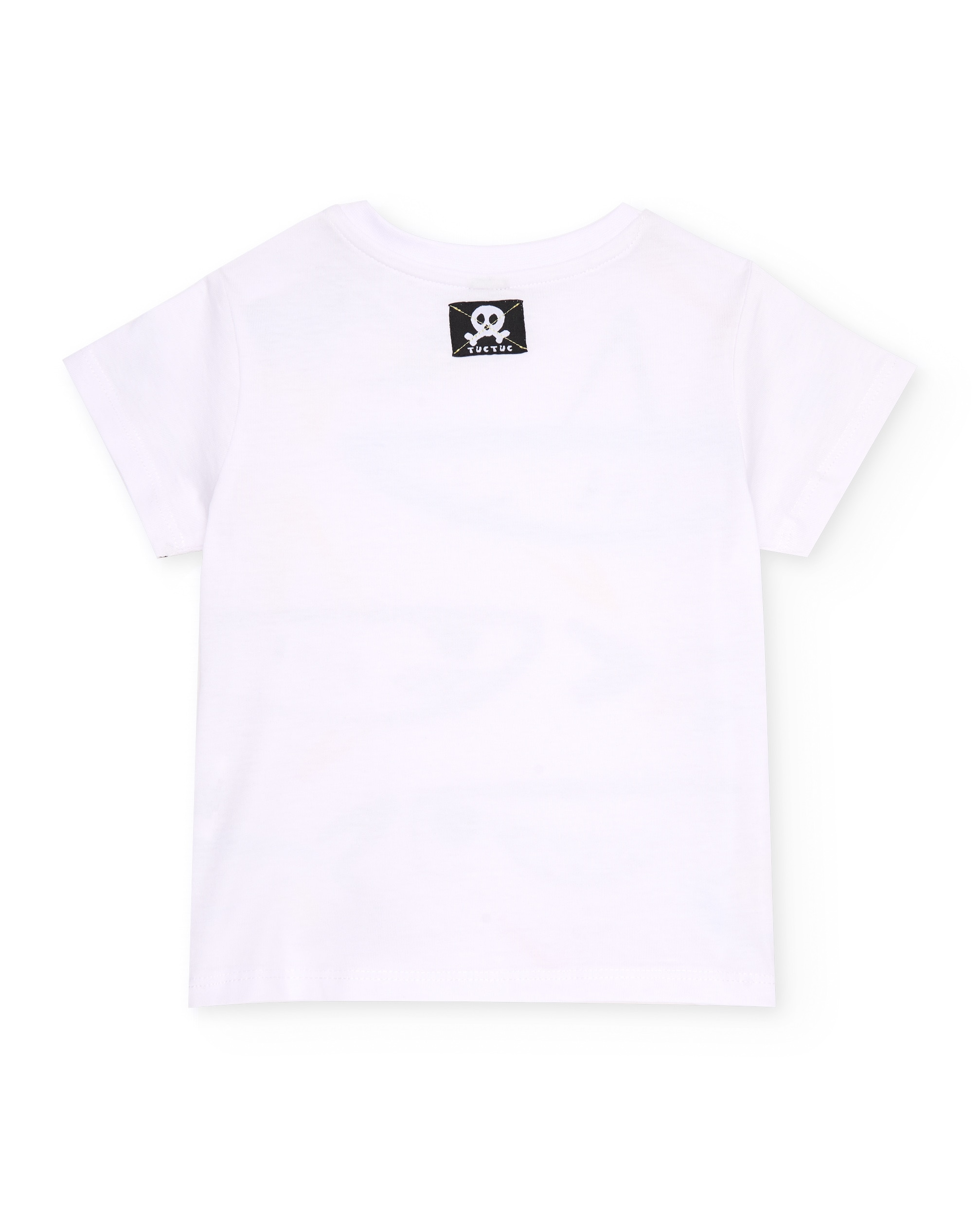 T-shirt Infantil de Malha e Gráficos de Tubarões Tuc tuc Branco-2