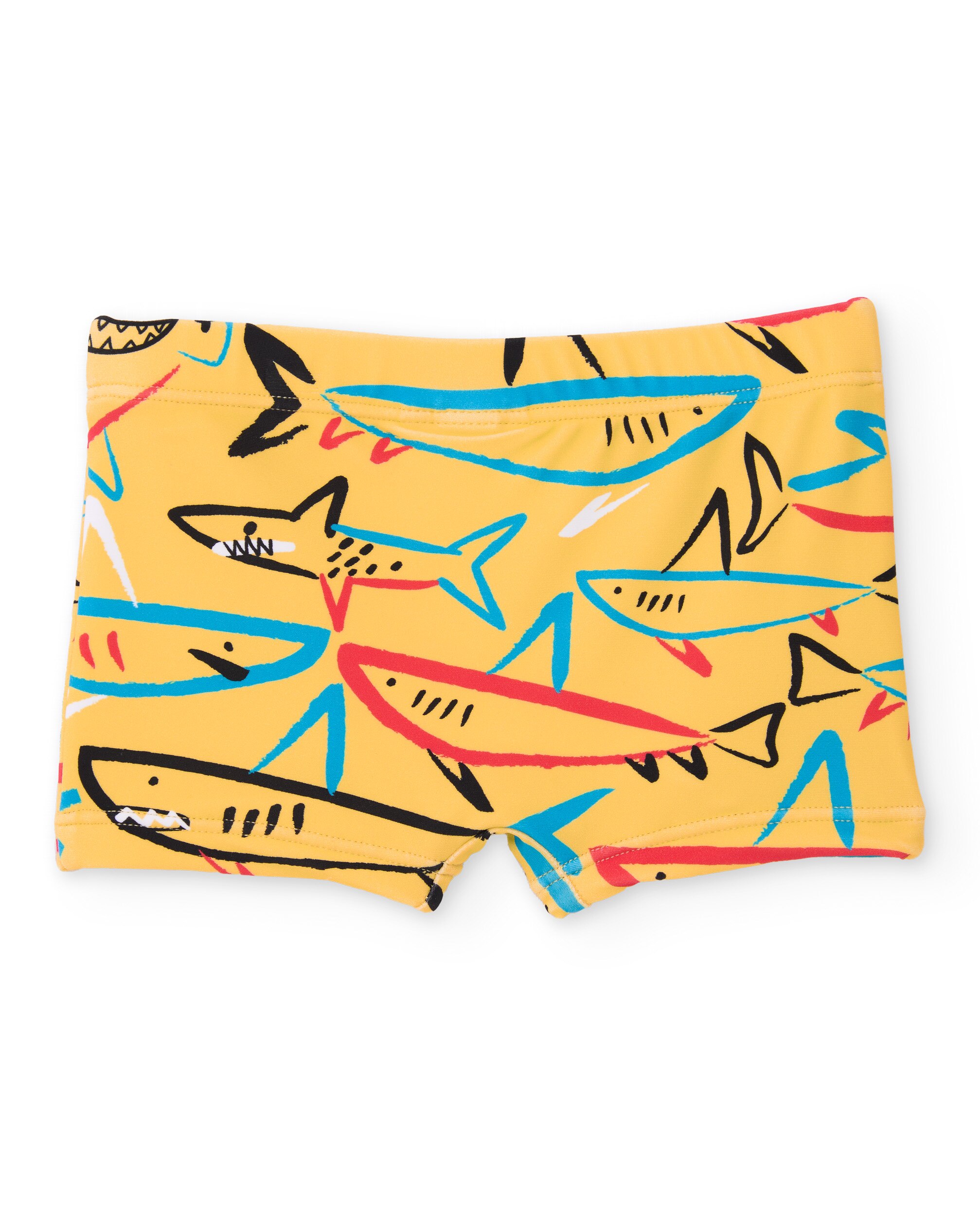 Fato de Banho Infantil de Malha com Estampado de Tubarões Tuc tuc Amarelo-2
