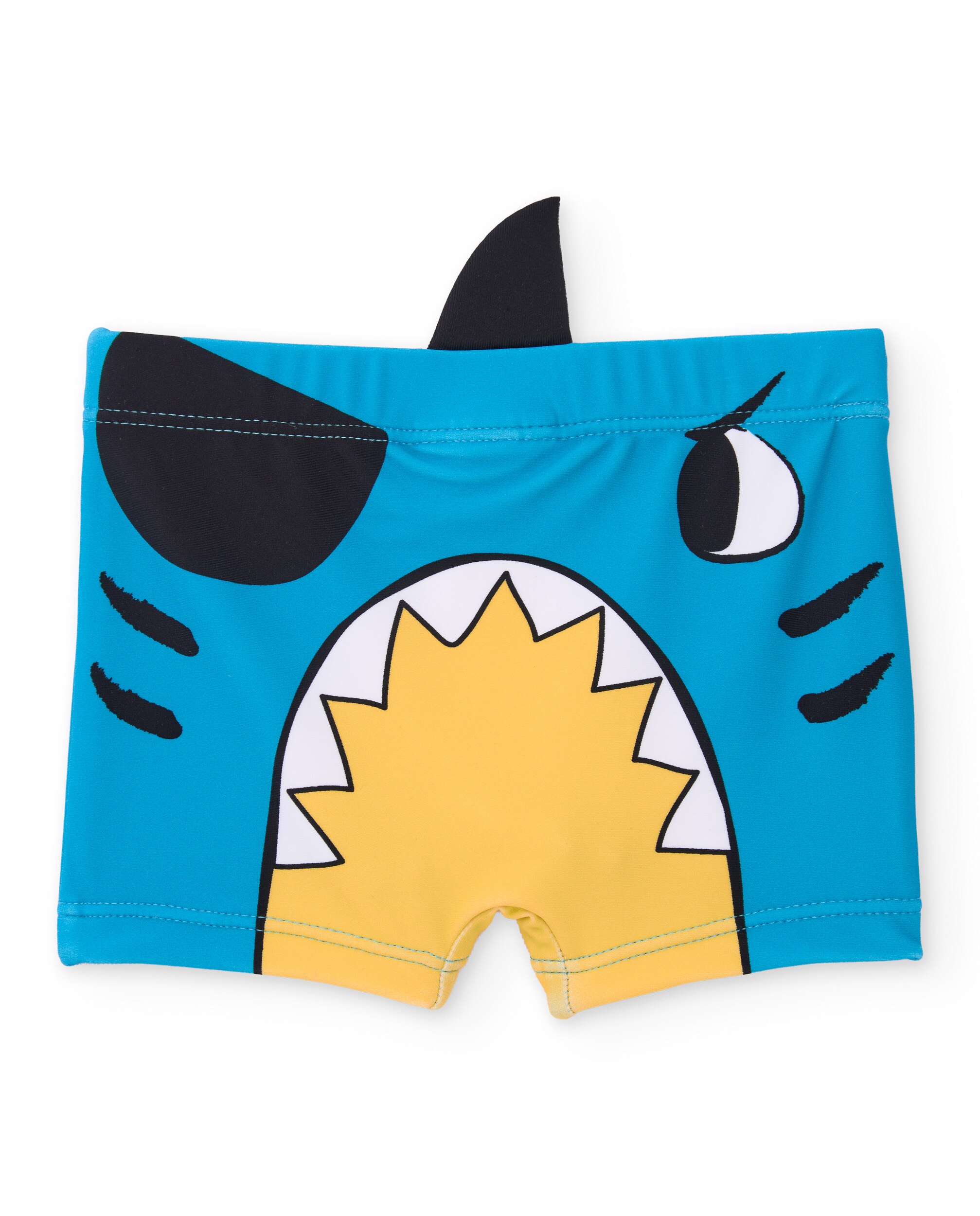 Fato de Banho Infantil de Malha com Detalhe em Relevo Azul-2