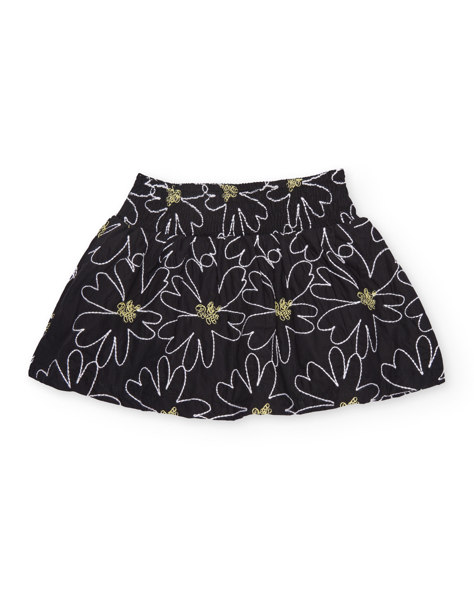Saia Infantil de Plana com Bordado Floral Preto-2
