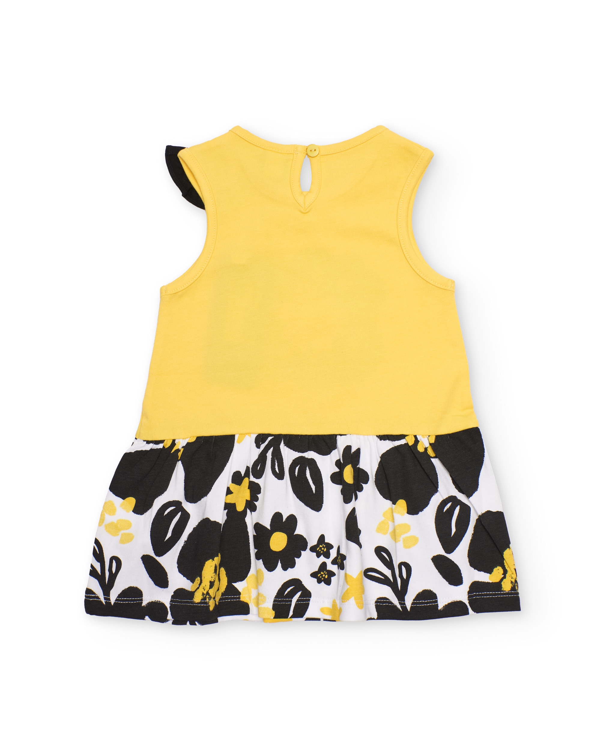 Vestido Infantil de Malha com Detalhe no Ombro Tuc tuc Amarelo-2