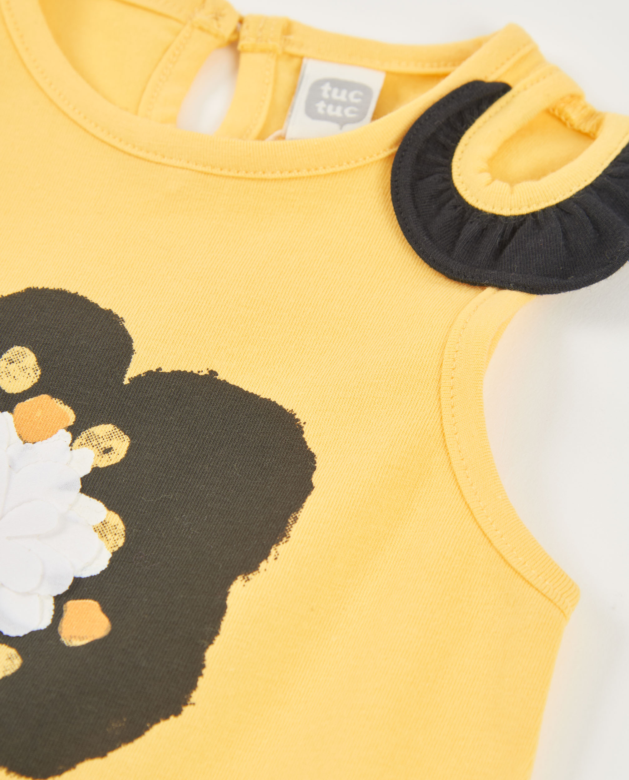 Vestido Infantil de Malha com Detalhe no Ombro Tuc tuc Amarelo-3