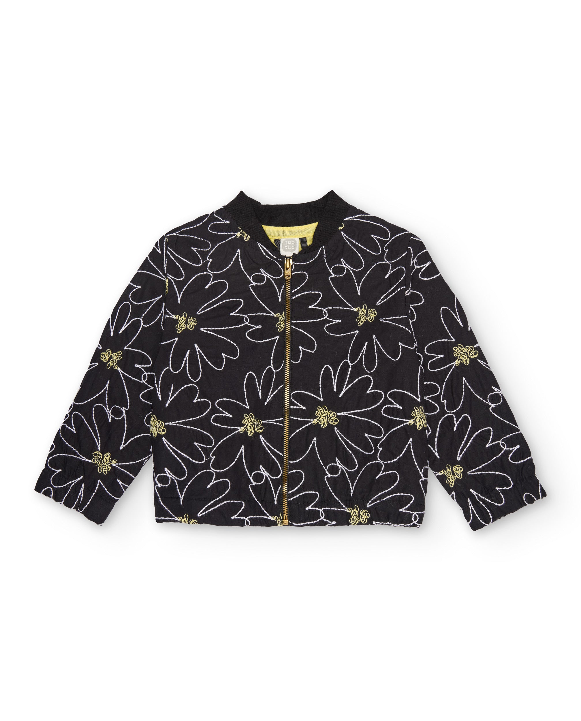 Casaco Infantil de Plana com Estampado Floral Preto-2