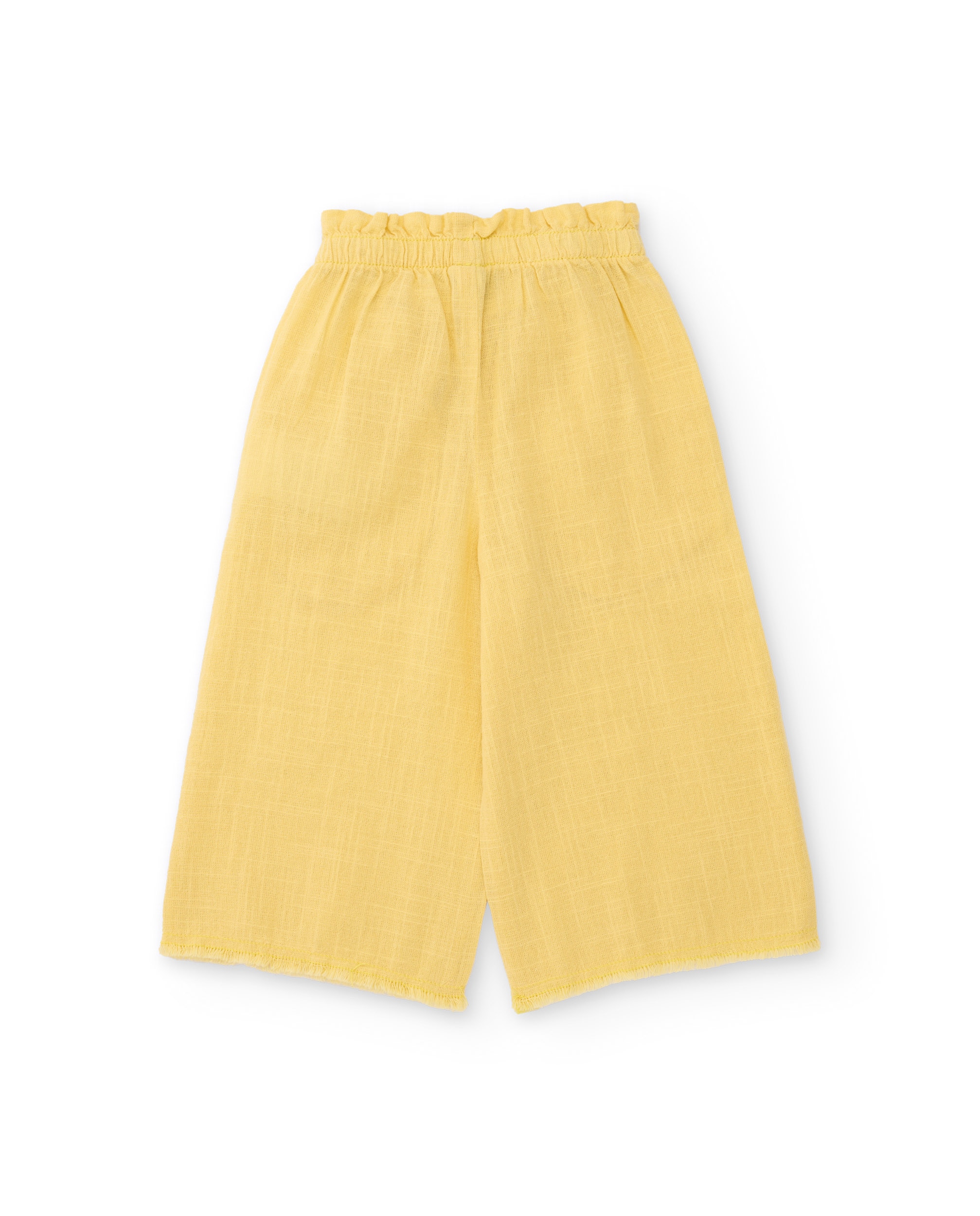 Calças de Plana e Corte Culotte Amarelo-2
