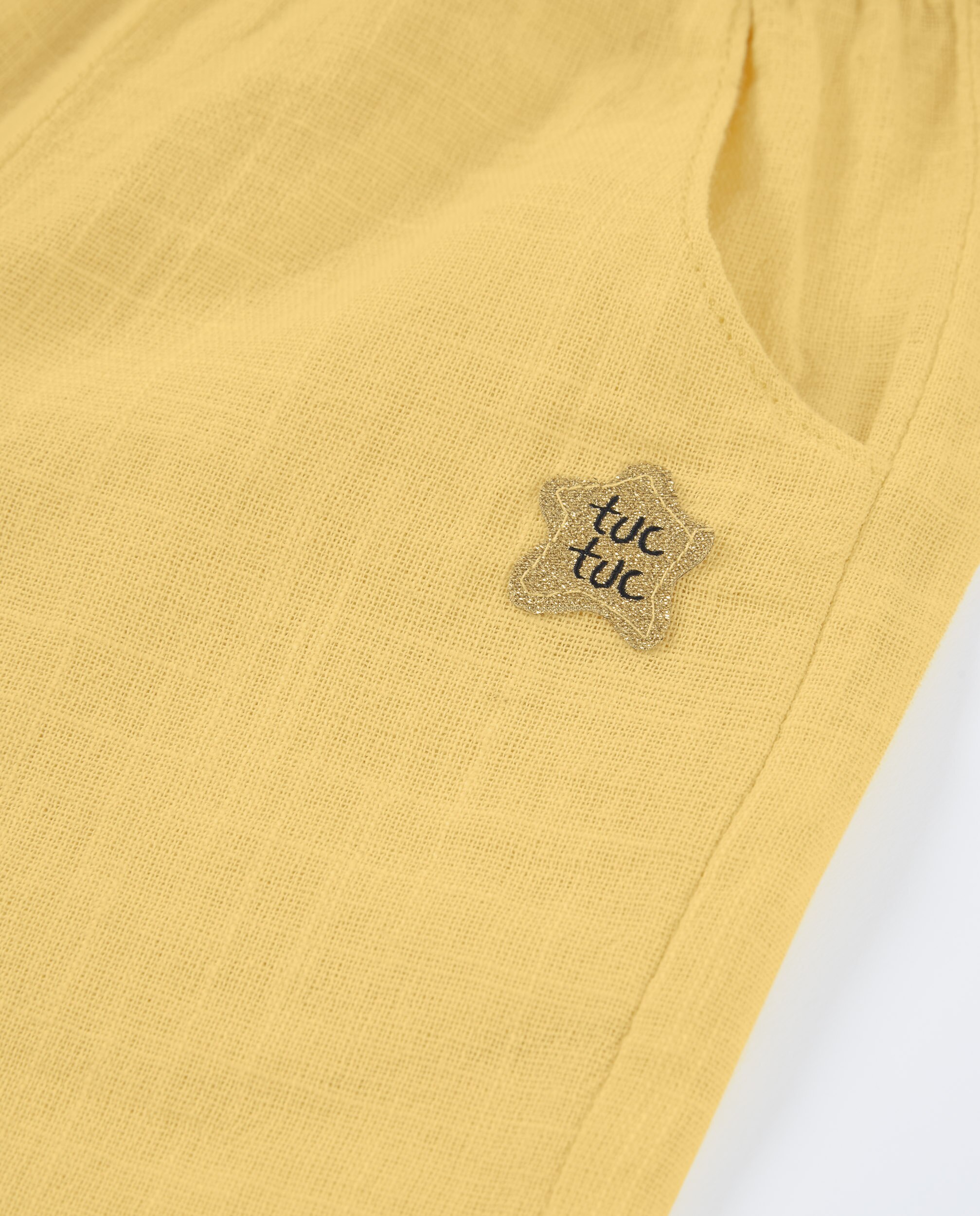 Calças de Plana e Corte Culotte Amarelo-3