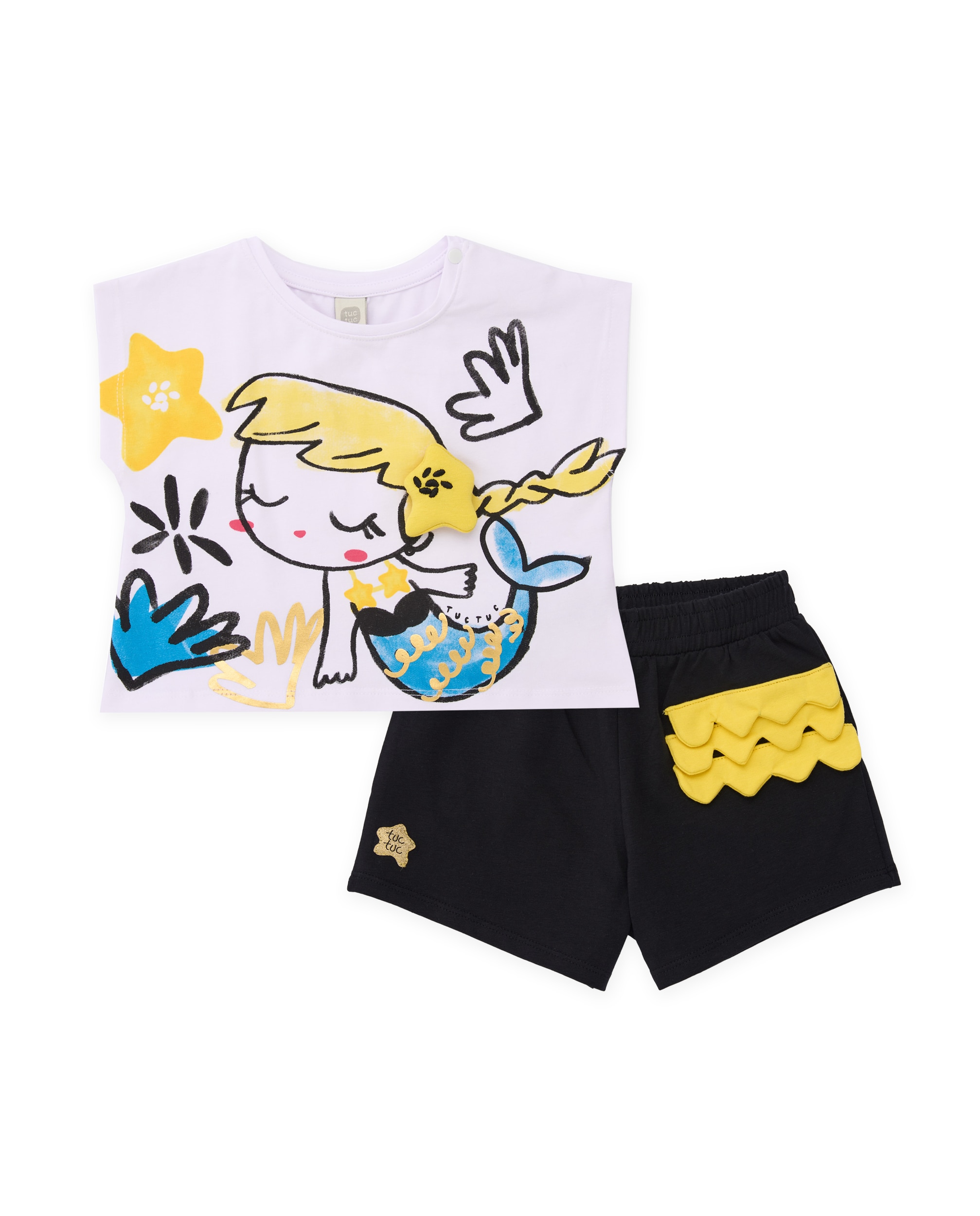 Imagem 0 de Conjunto Infantil de Malha com Estampado Sereia