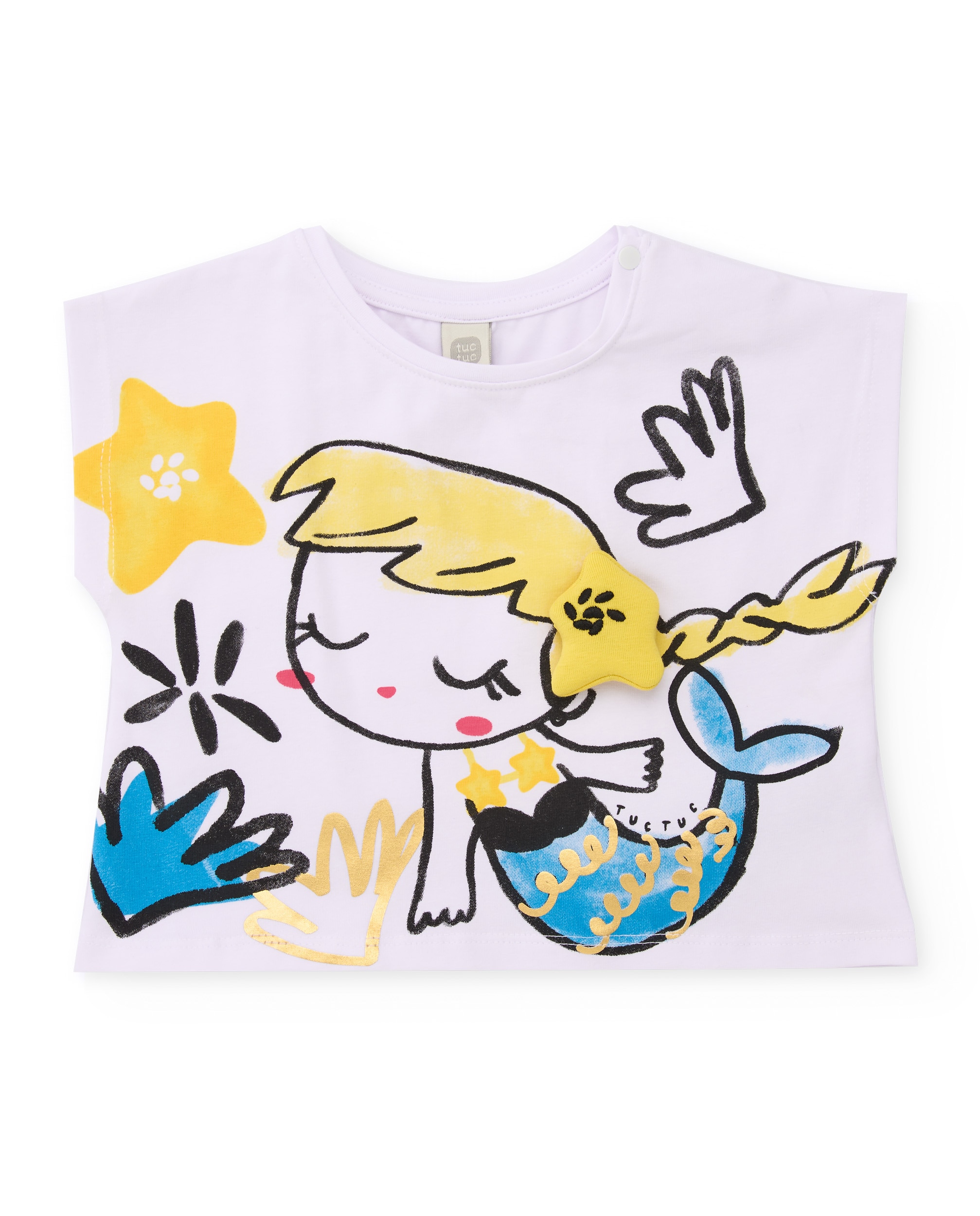 Conjunto Infantil de Malha com Estampado Sereia Tuc tuc Branco-2