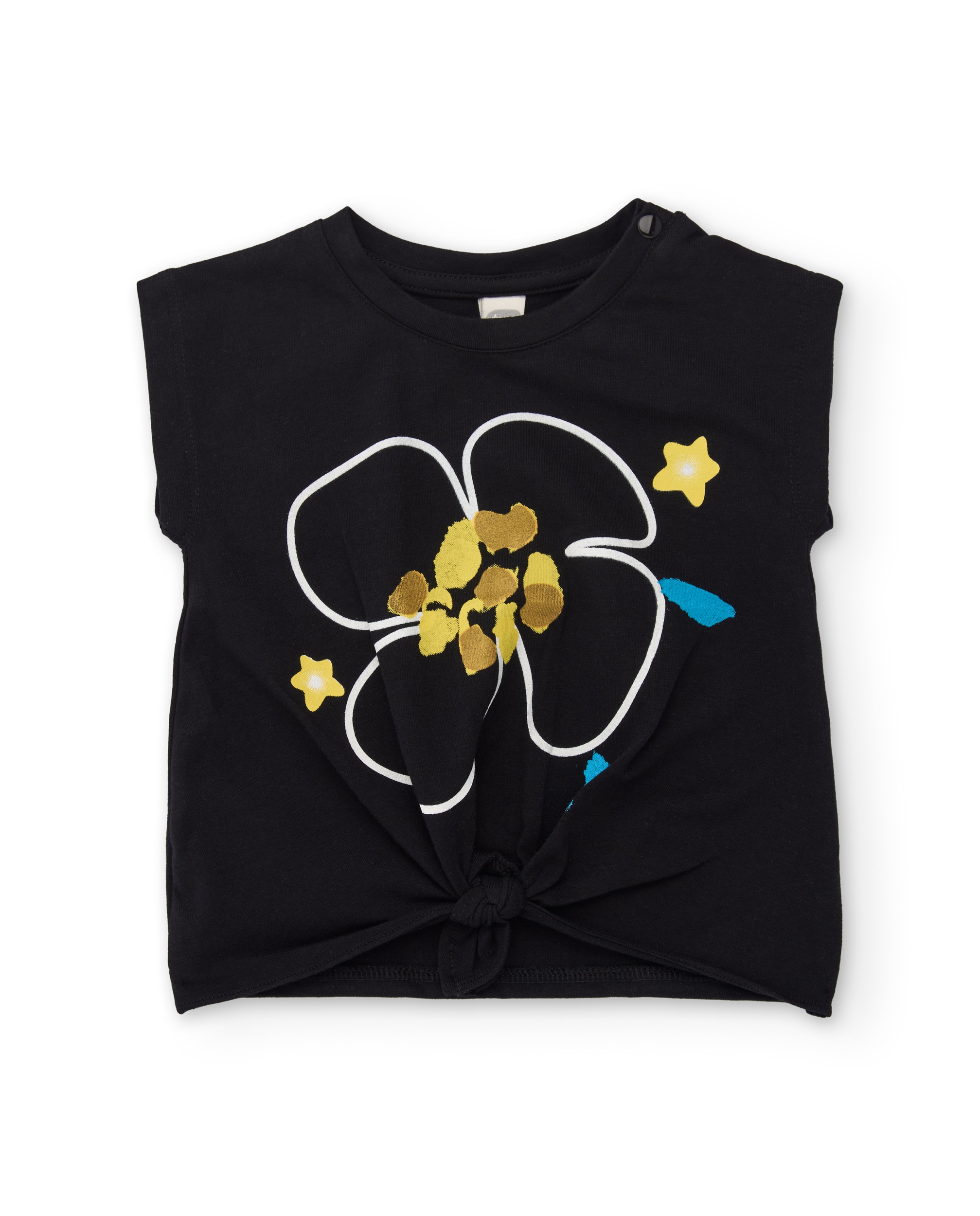 Conjunto Infantil de Malha com Motivo Floral Preto-2