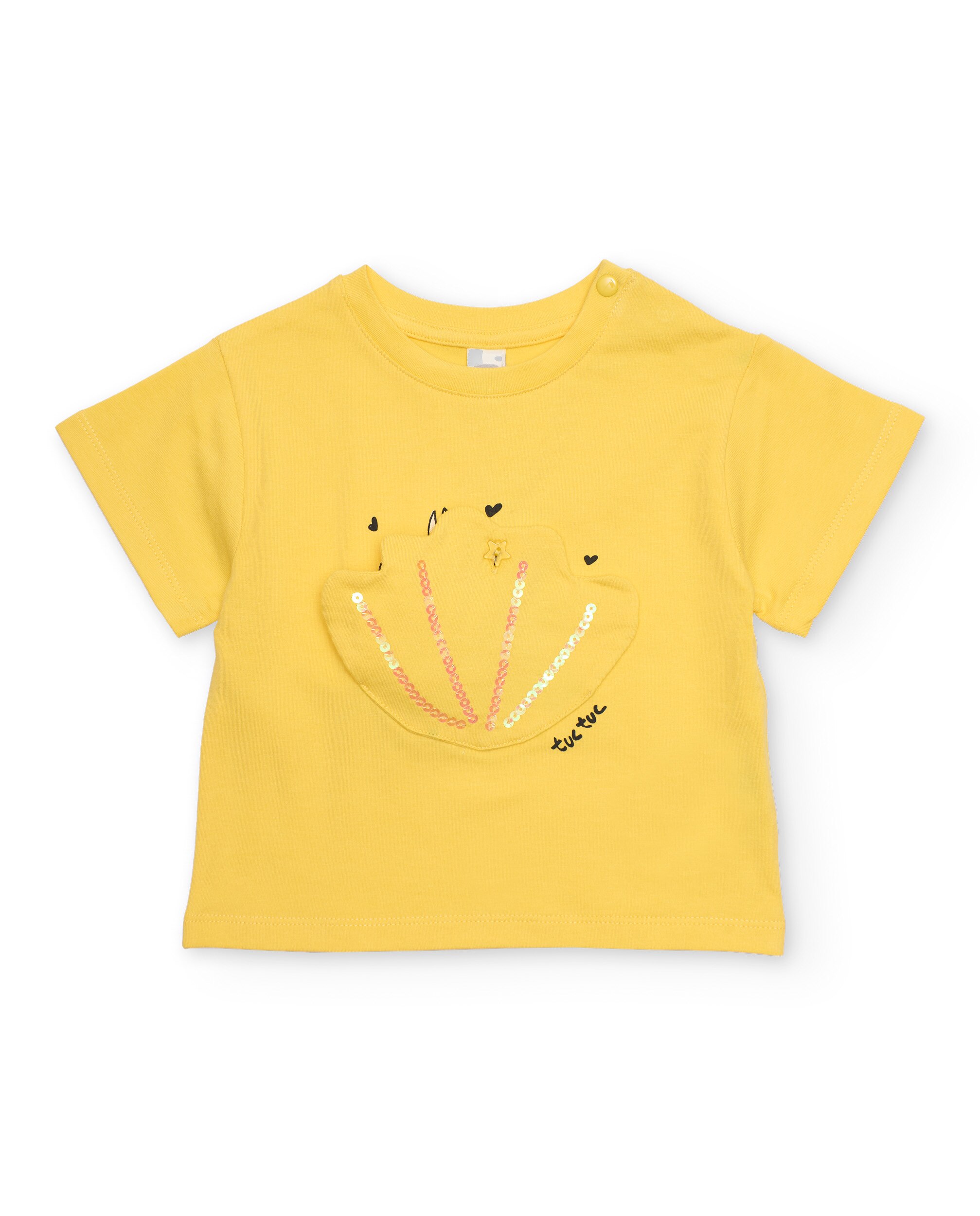 Conjunto Infantil de Malha com Detalhes em Lantejoulas Amarelo-2