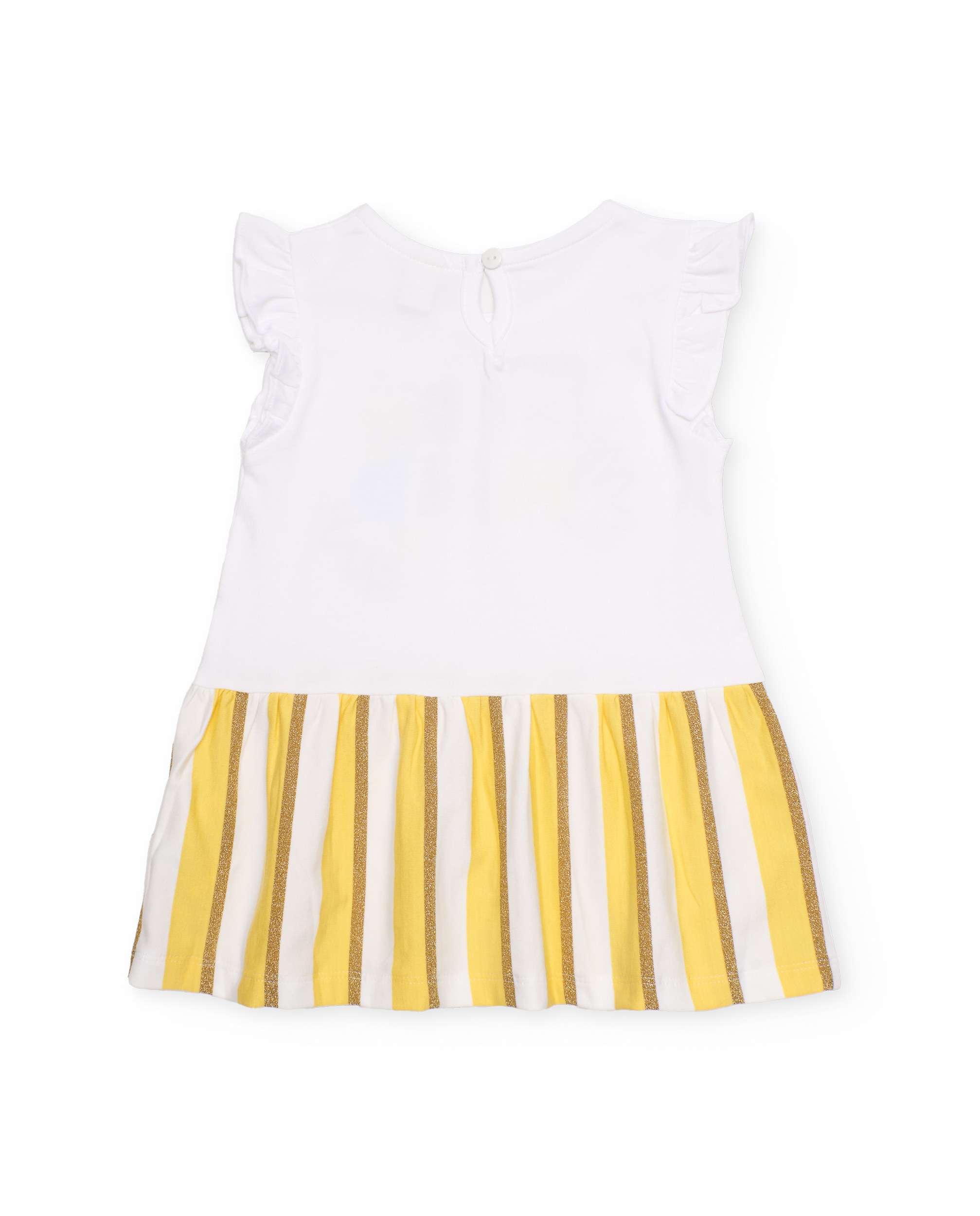 Vestido Infantil de Malha com Franjas Verticais Tuc tuc Amarelo-2