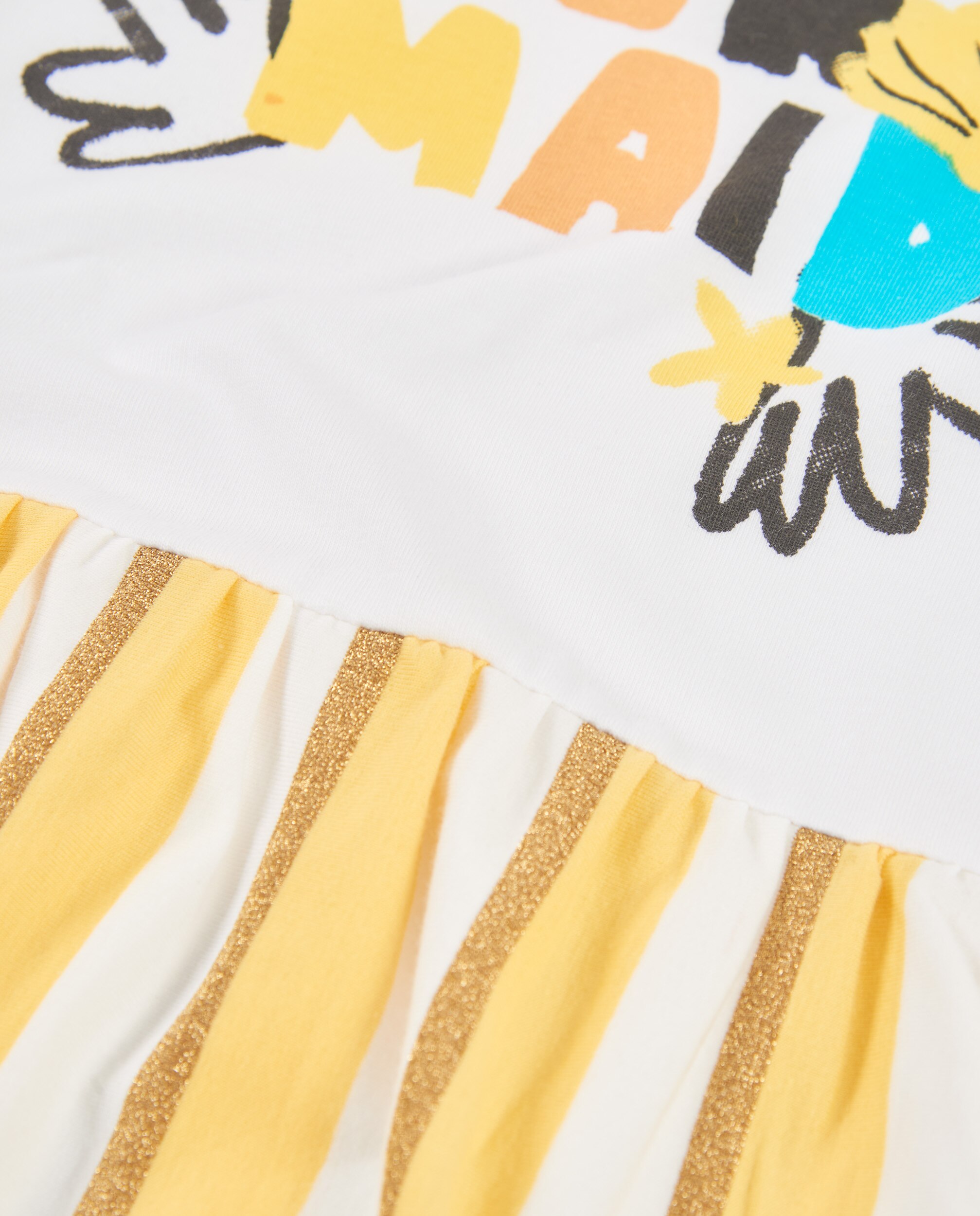 Vestido Infantil de Malha com Franjas Verticais Tuc tuc Amarelo-4