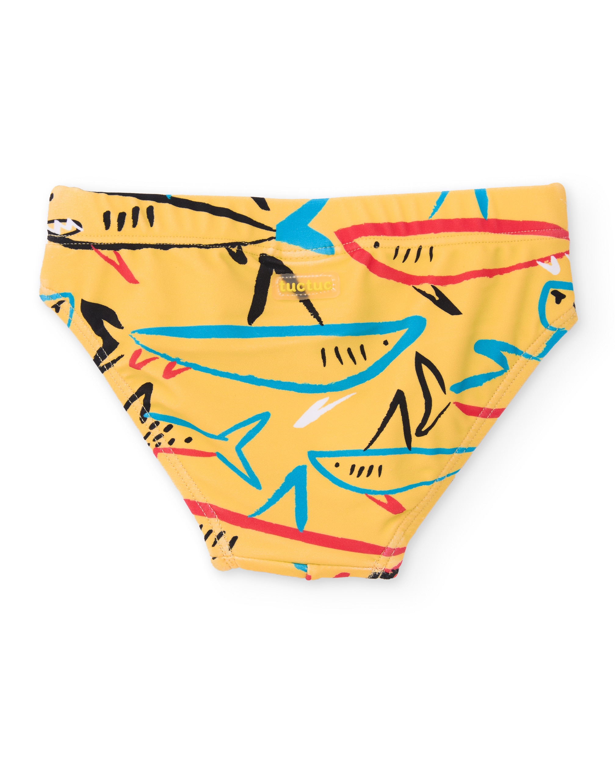 Fato de Banho Infantil de Malha de Estilo Slip Amarelo-2