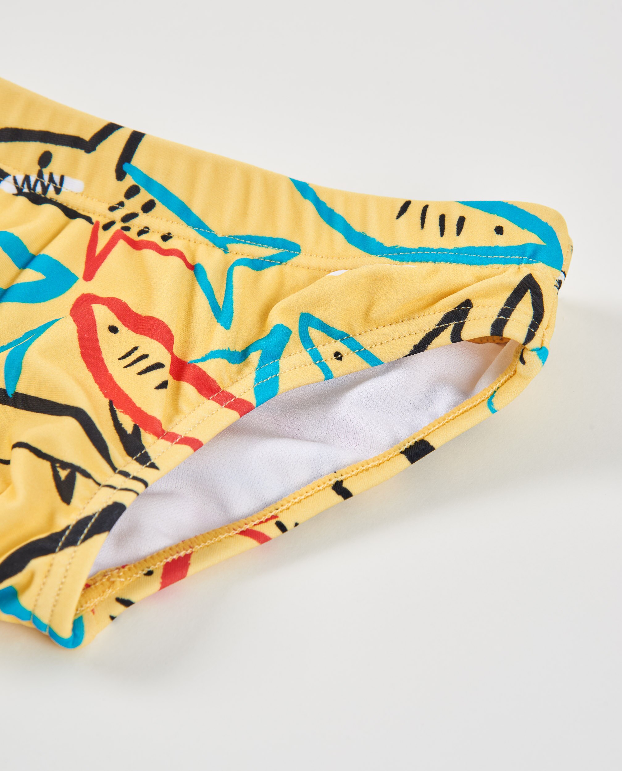 Fato de Banho Infantil de Malha de Estilo Slip Amarelo-3