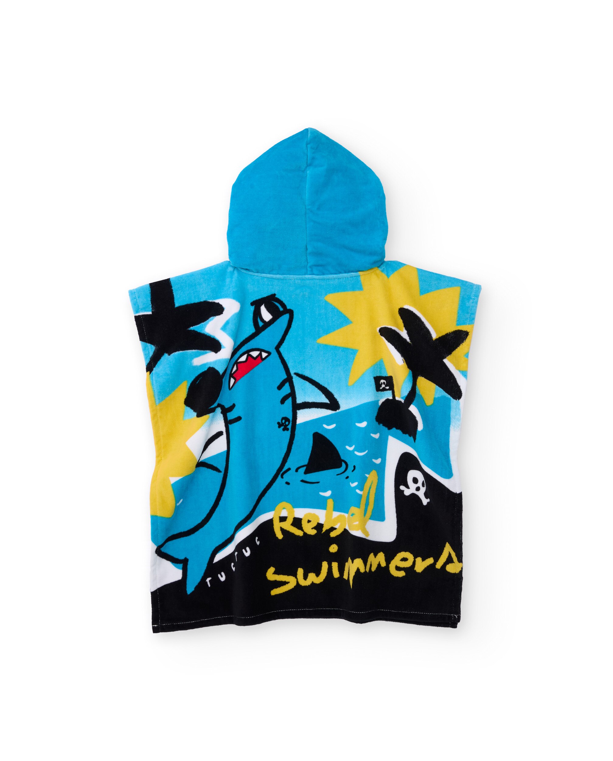 Toalha Poncho Infantil de Malha com Capuz Tuc tuc Azul-2