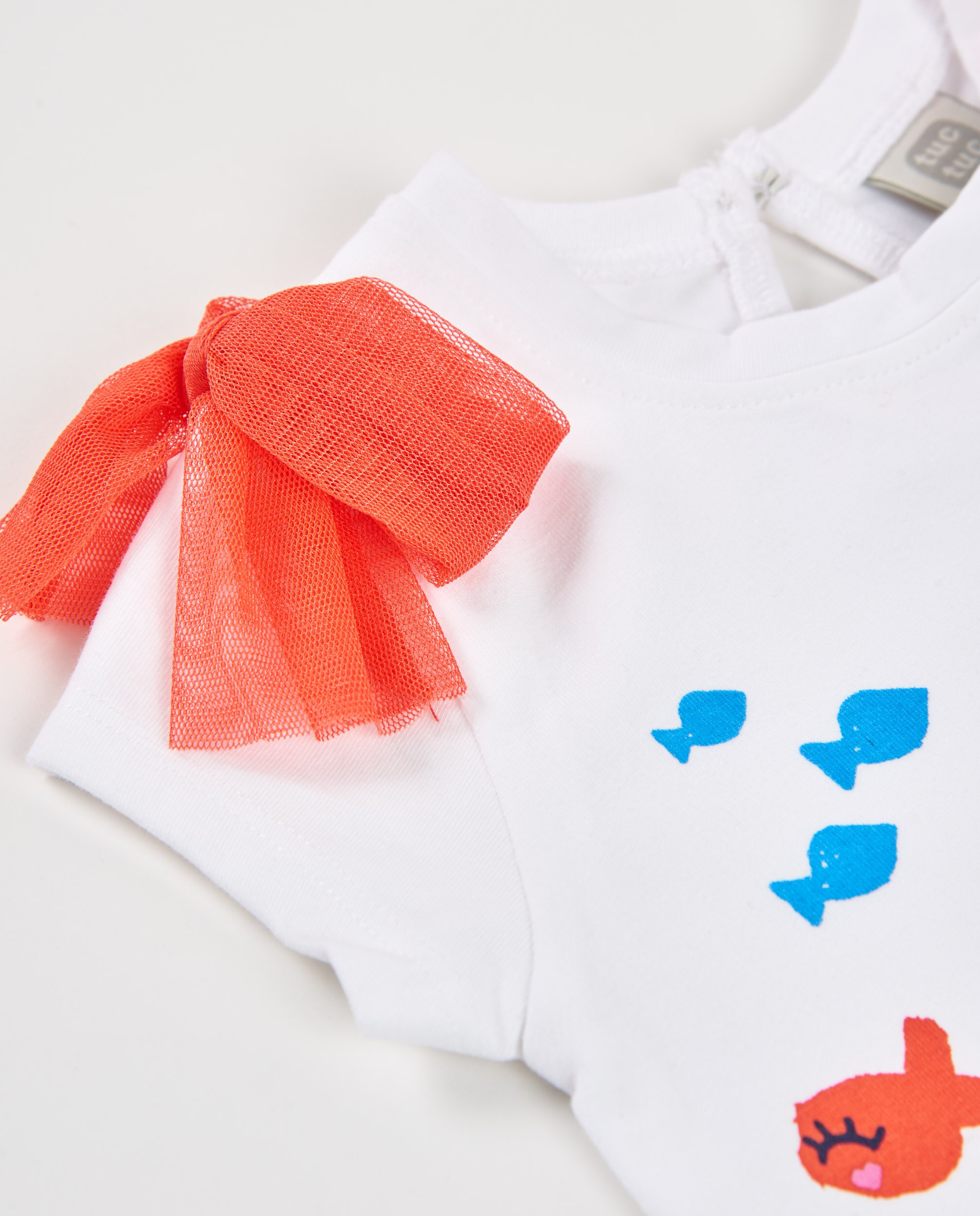 T-shirt Infantil de Malha com Peixe Frontal Tuc tuc Branco-3