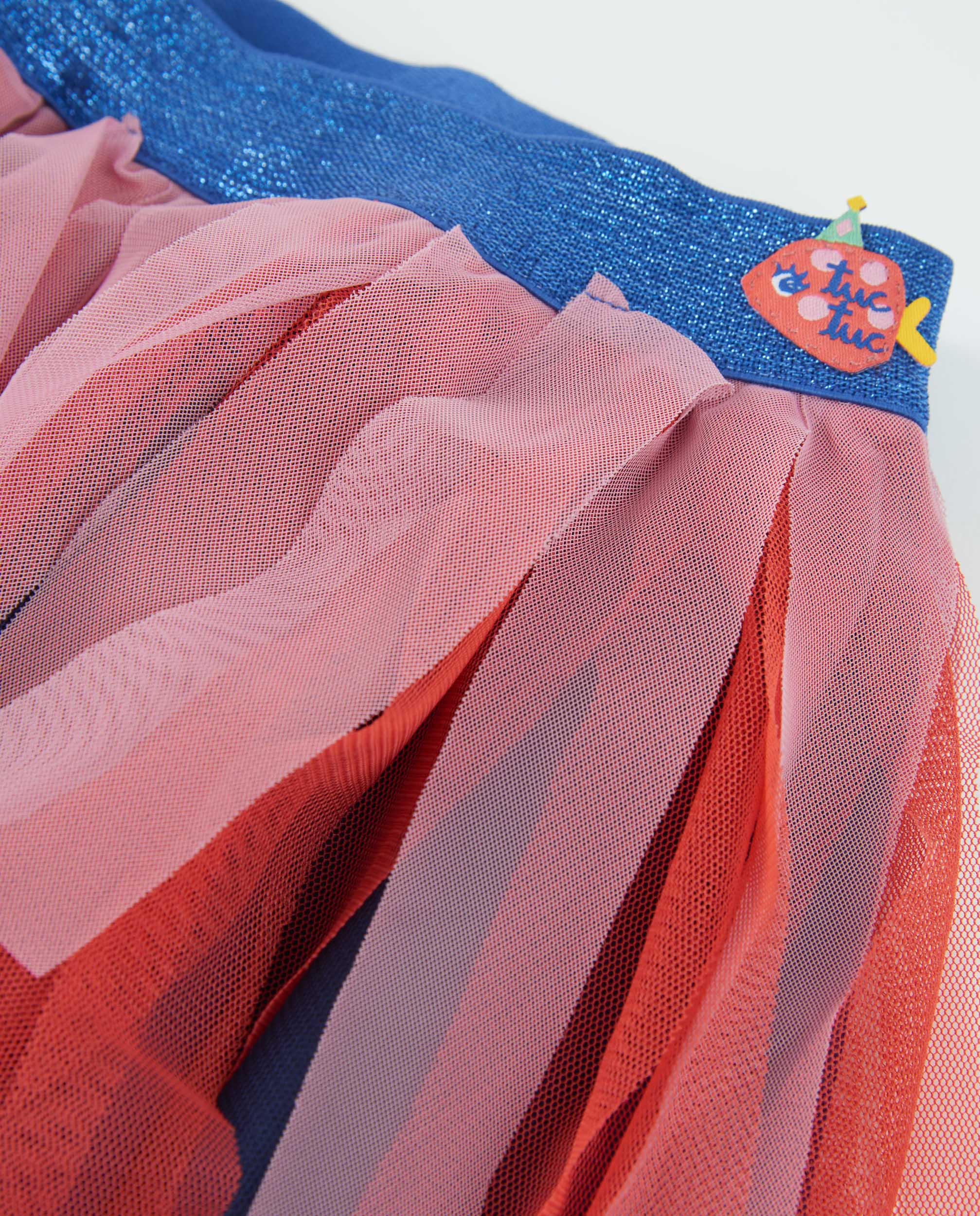 Saia Infantil de Plana e Camadas de Tule Vermelho-3