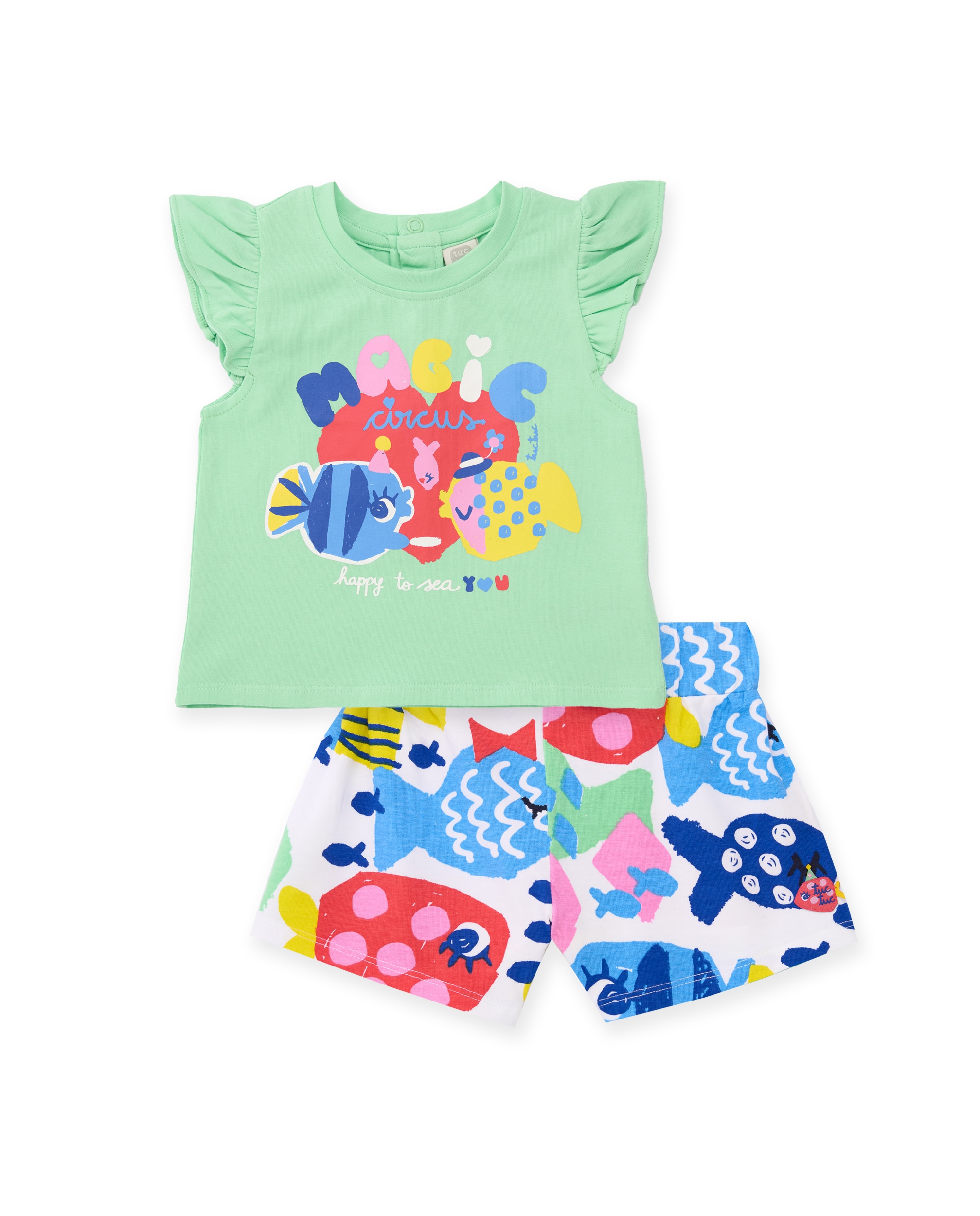 Imagem 0 de Conjunto Infantil de Malha e Folhos nas Mangas