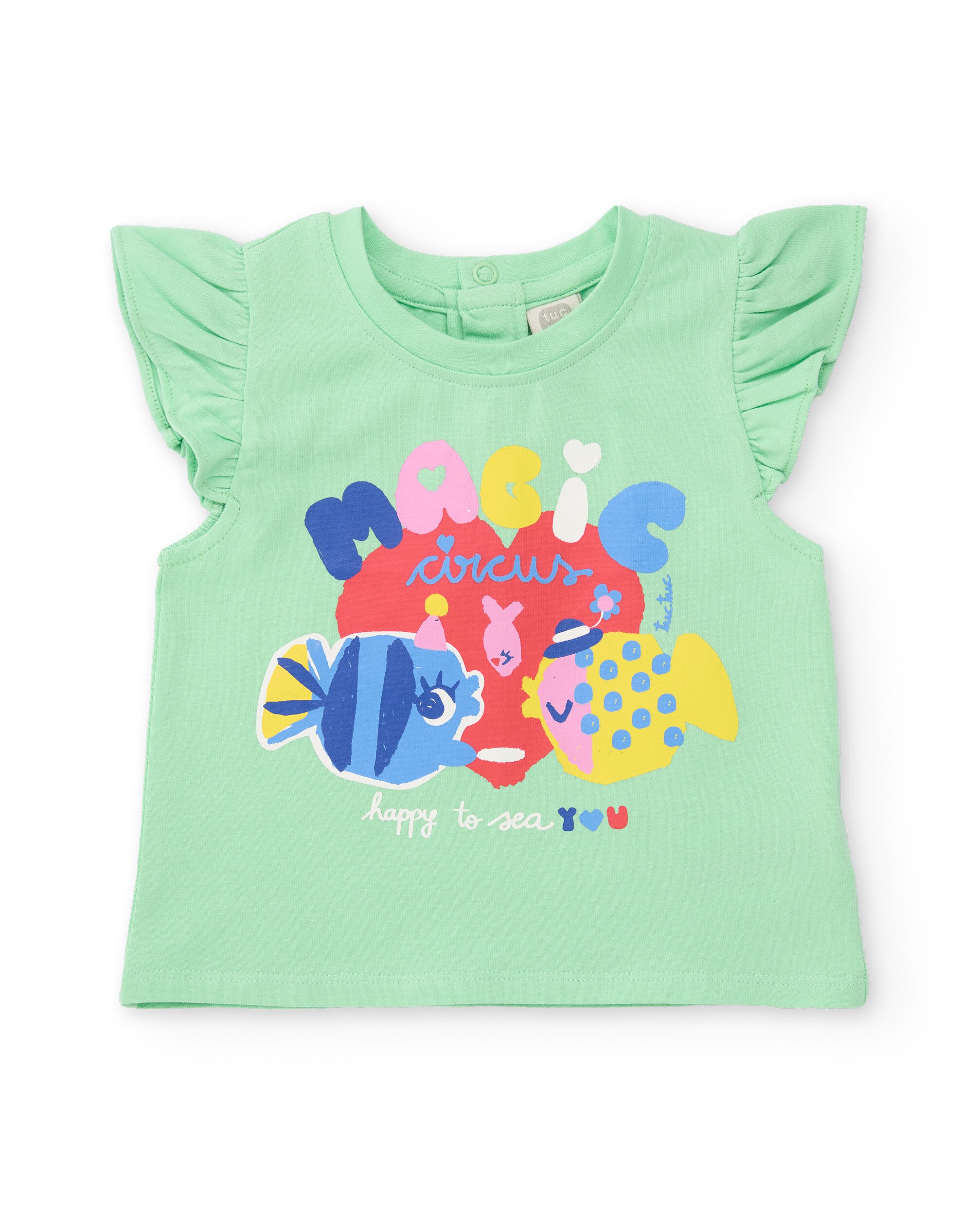 Conjunto Infantil de Malha e Folhos nas Mangas Tuc tuc Verde-claro-2