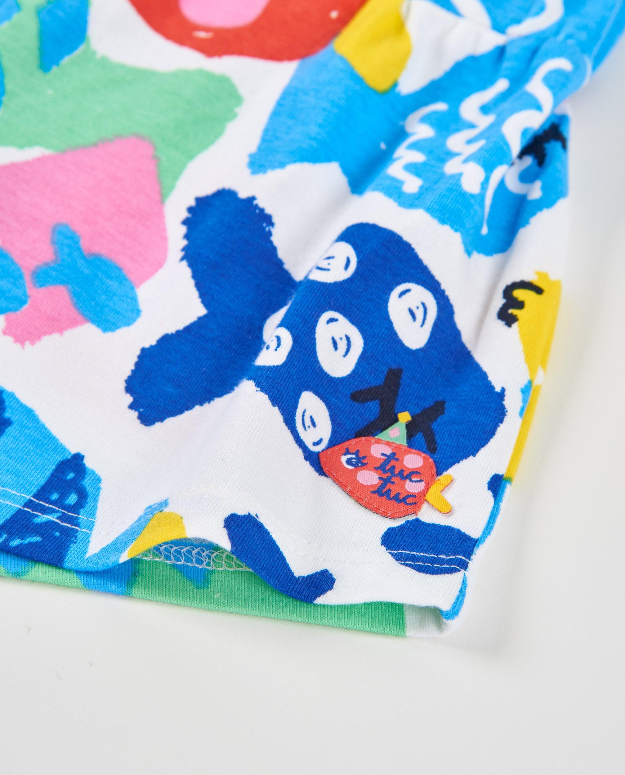 Calças Infantil de Malha e Estampado de Peixes Azul-5