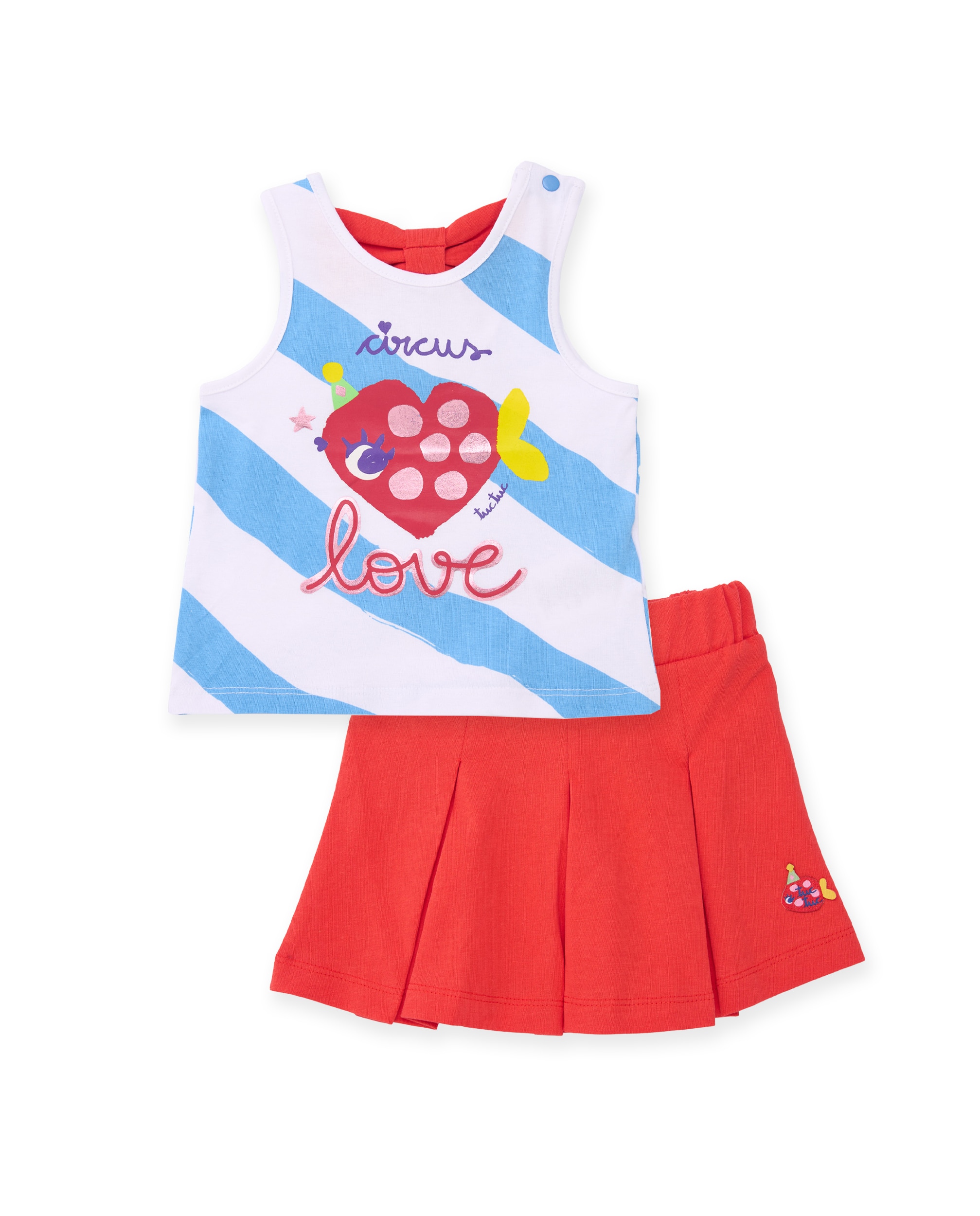Conjunto Infantil de Malha com Pregas Frontais Vermelho-1