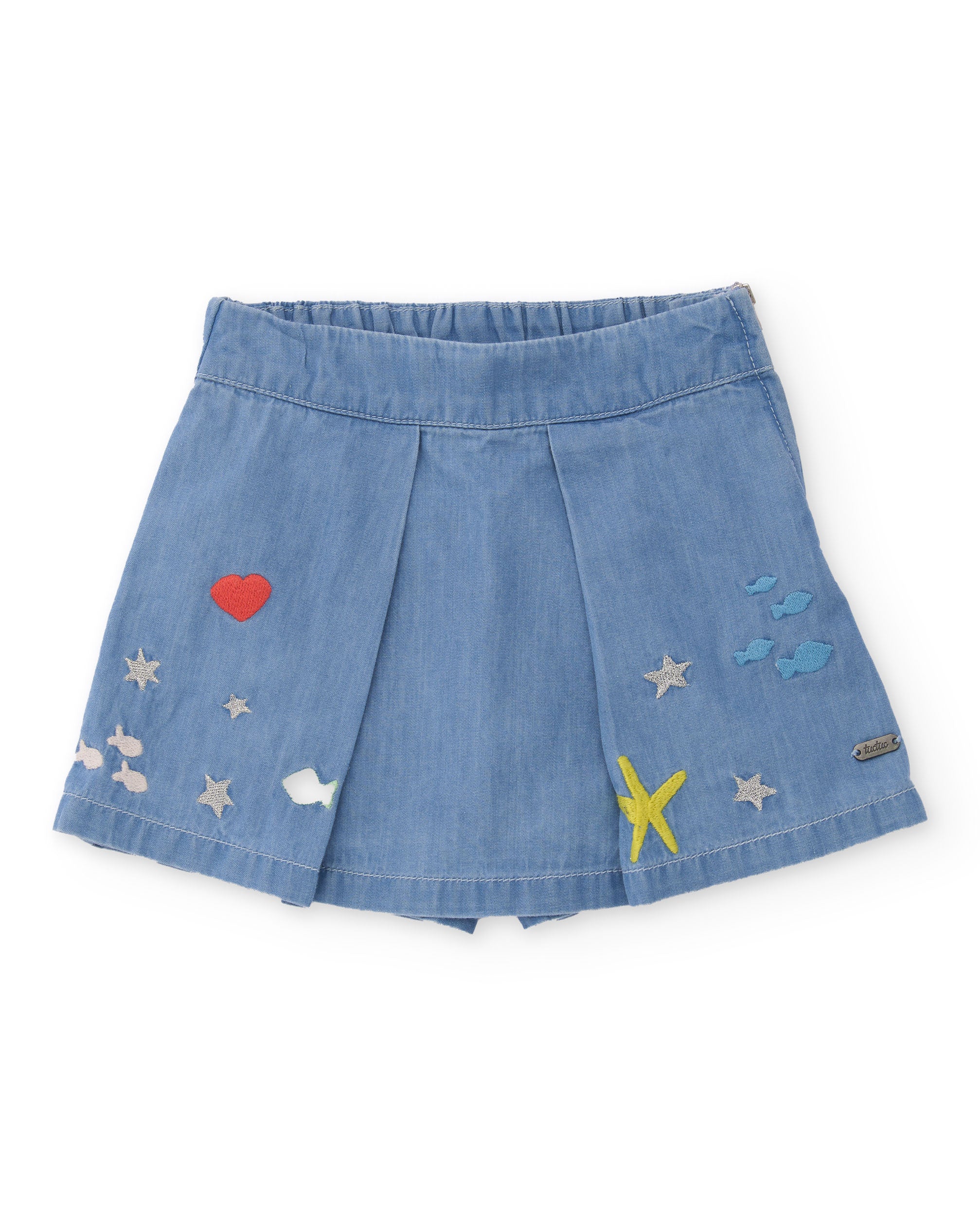 Saia-calça Infantil de Plana e Denim Leve Azul-2