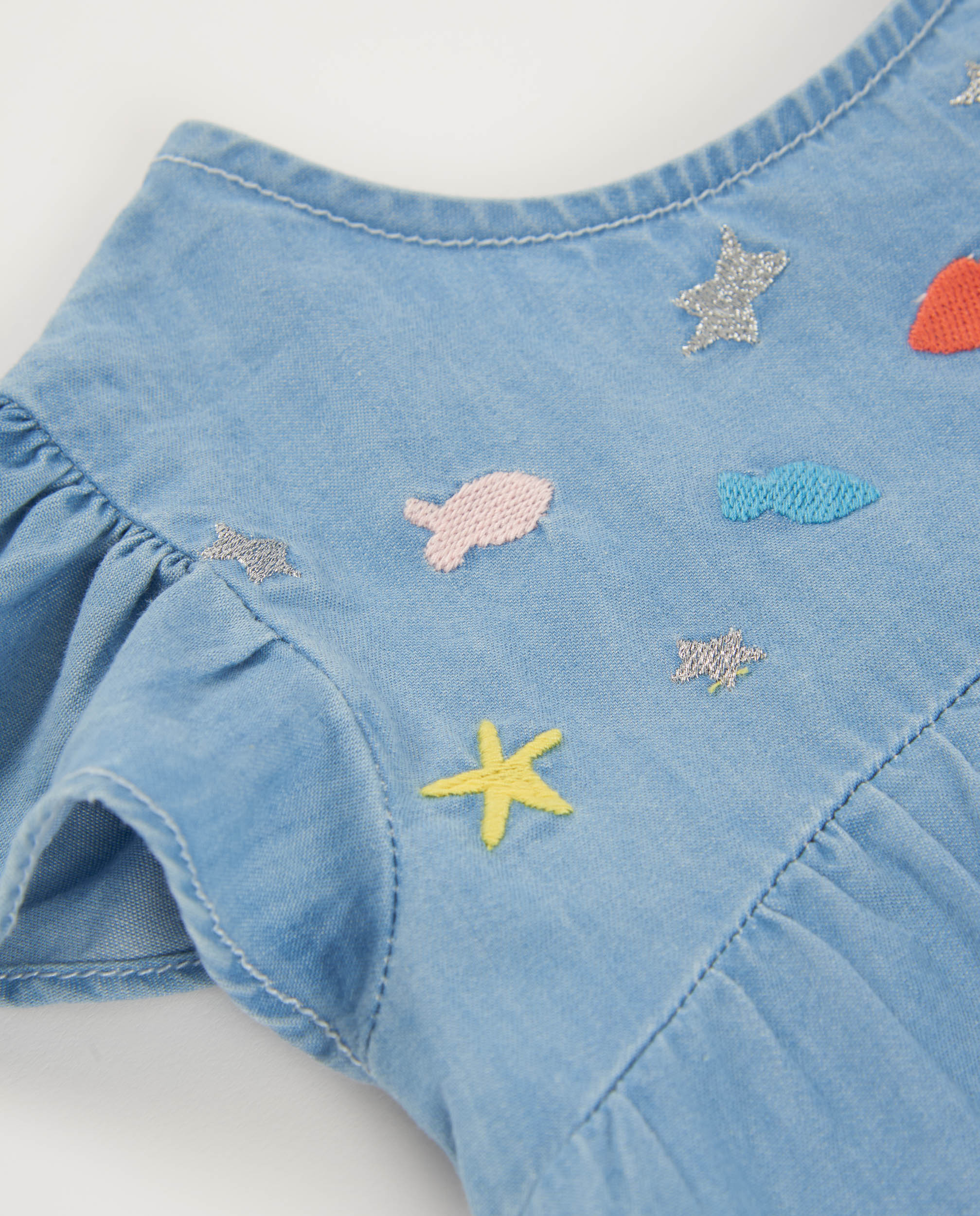 Vestido Infantil de Plana e Denim Suave Tuc tuc Azul-4