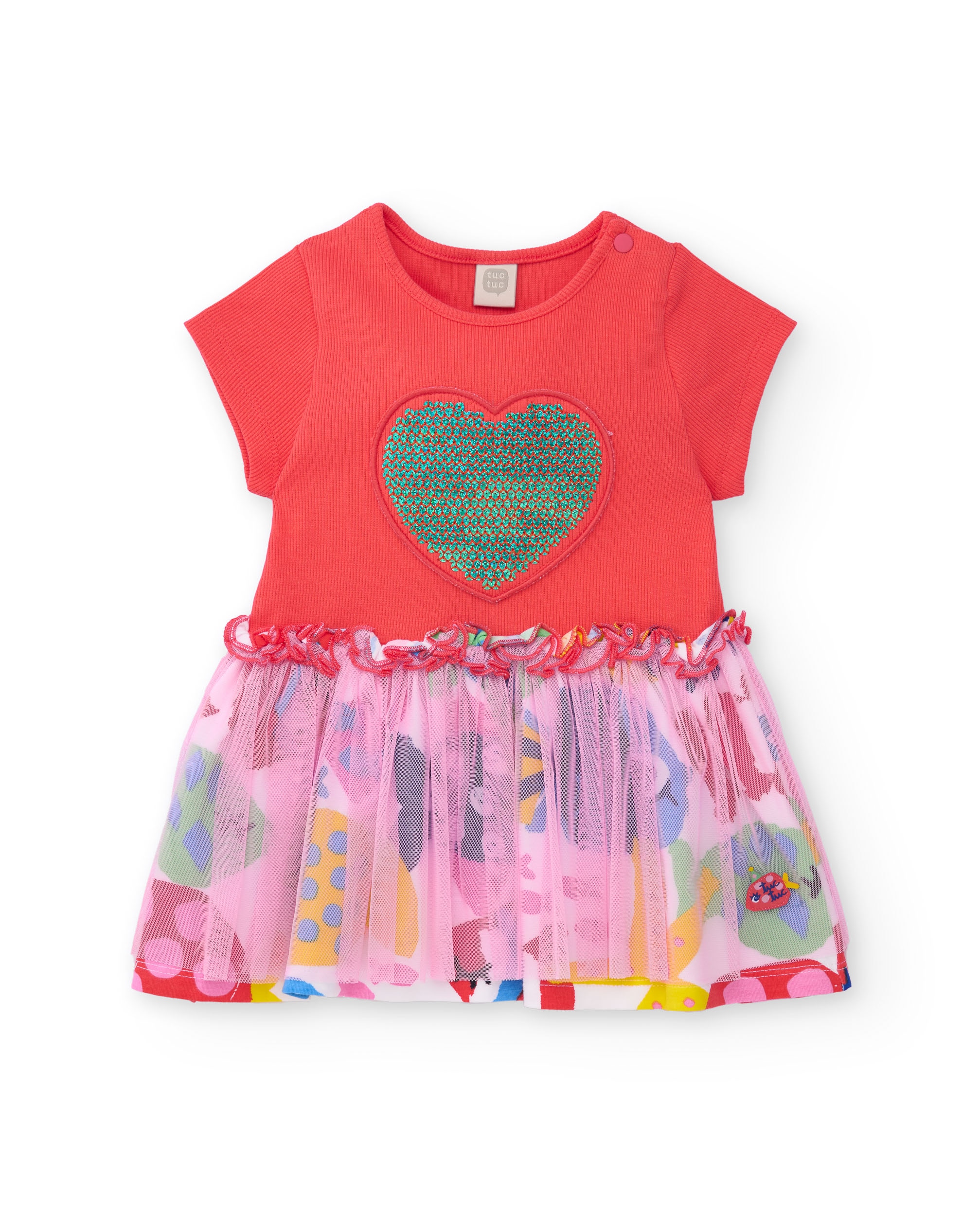 Imagem 0 de Vestido Infantil de Malha com Coração de Lantejoulas