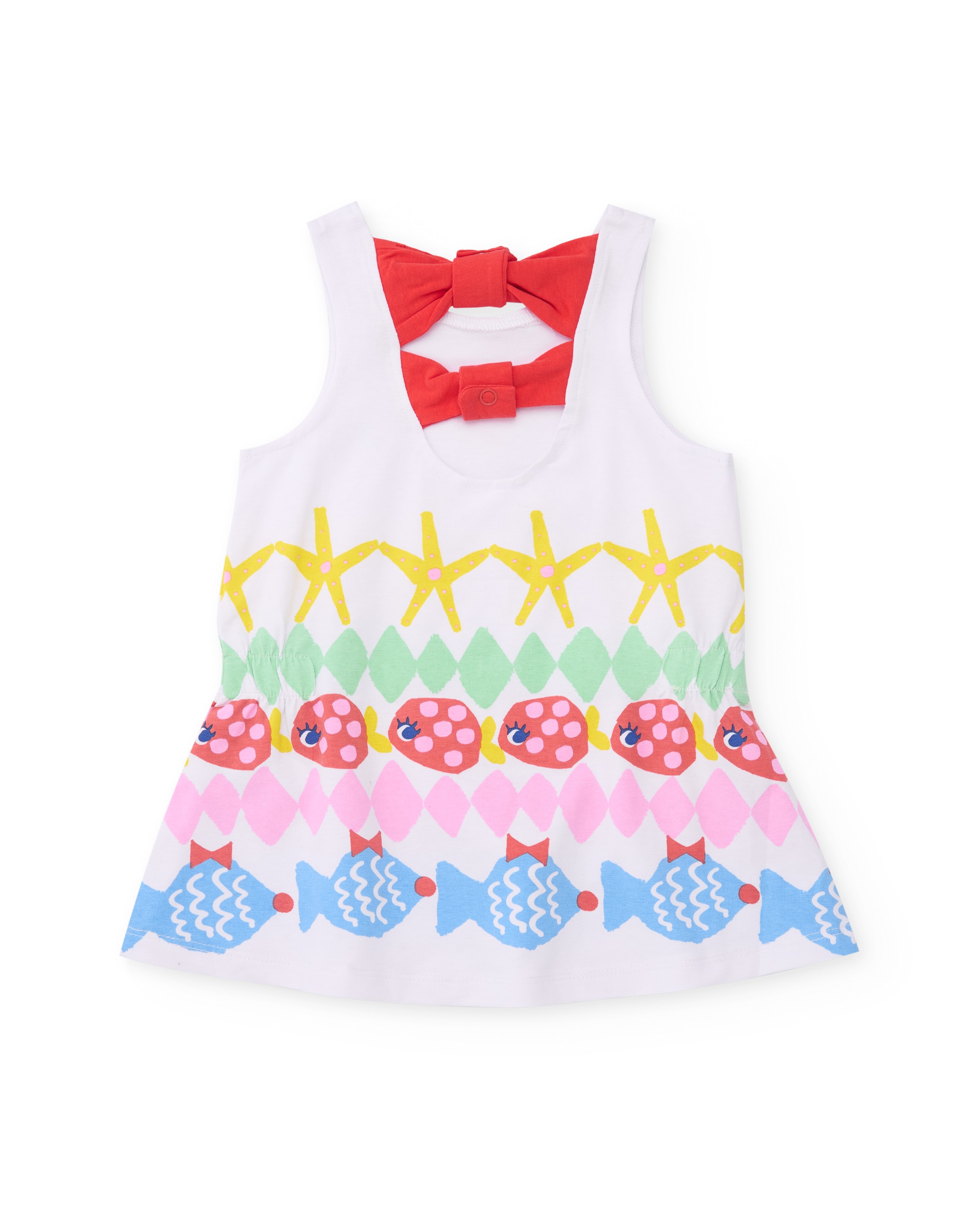 Vestido Infantil de Malha com Laço nas Costas Branco-2