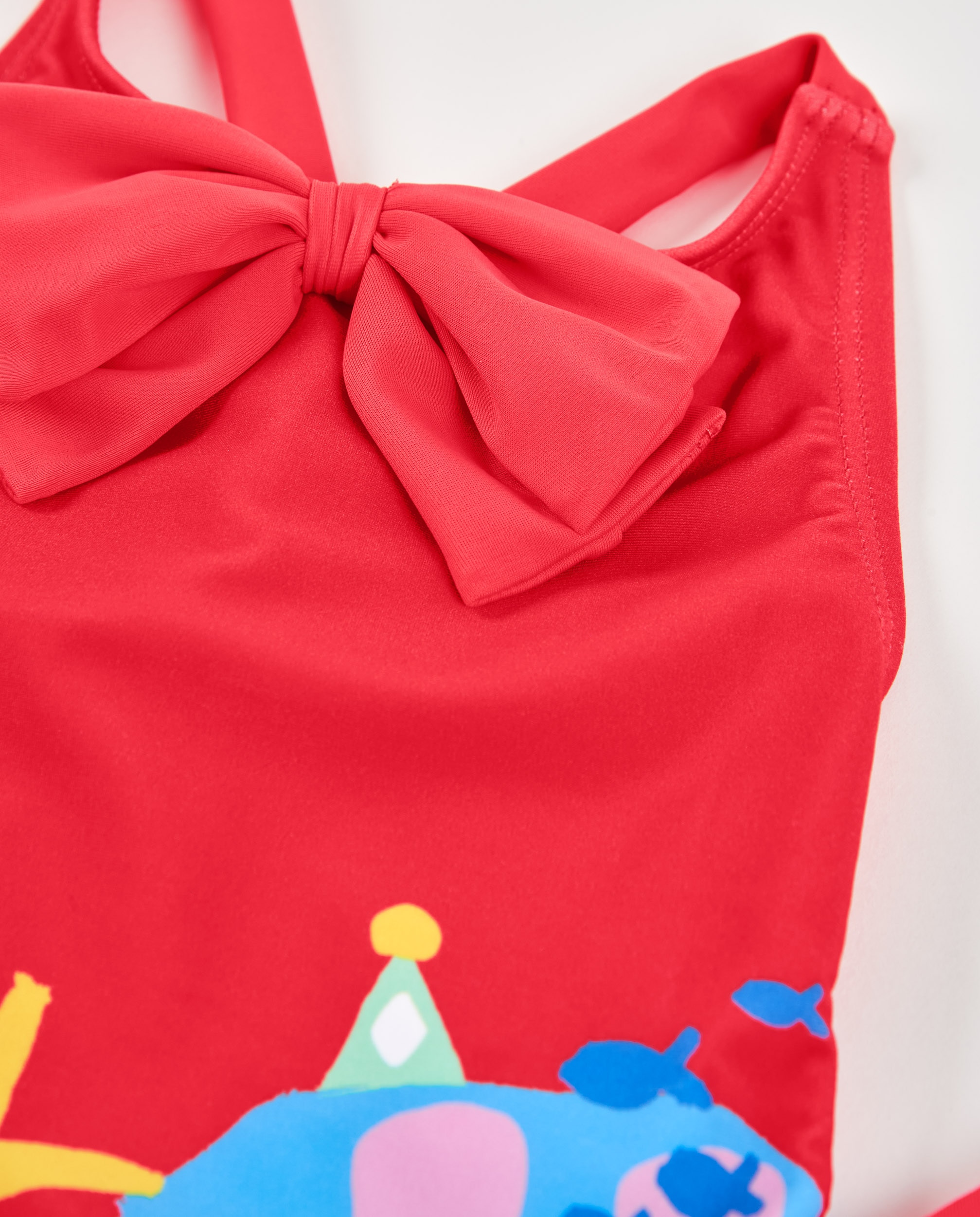 Fato de Banho Infantil de Malha com Laço Grande Tuc tuc Vermelho-3