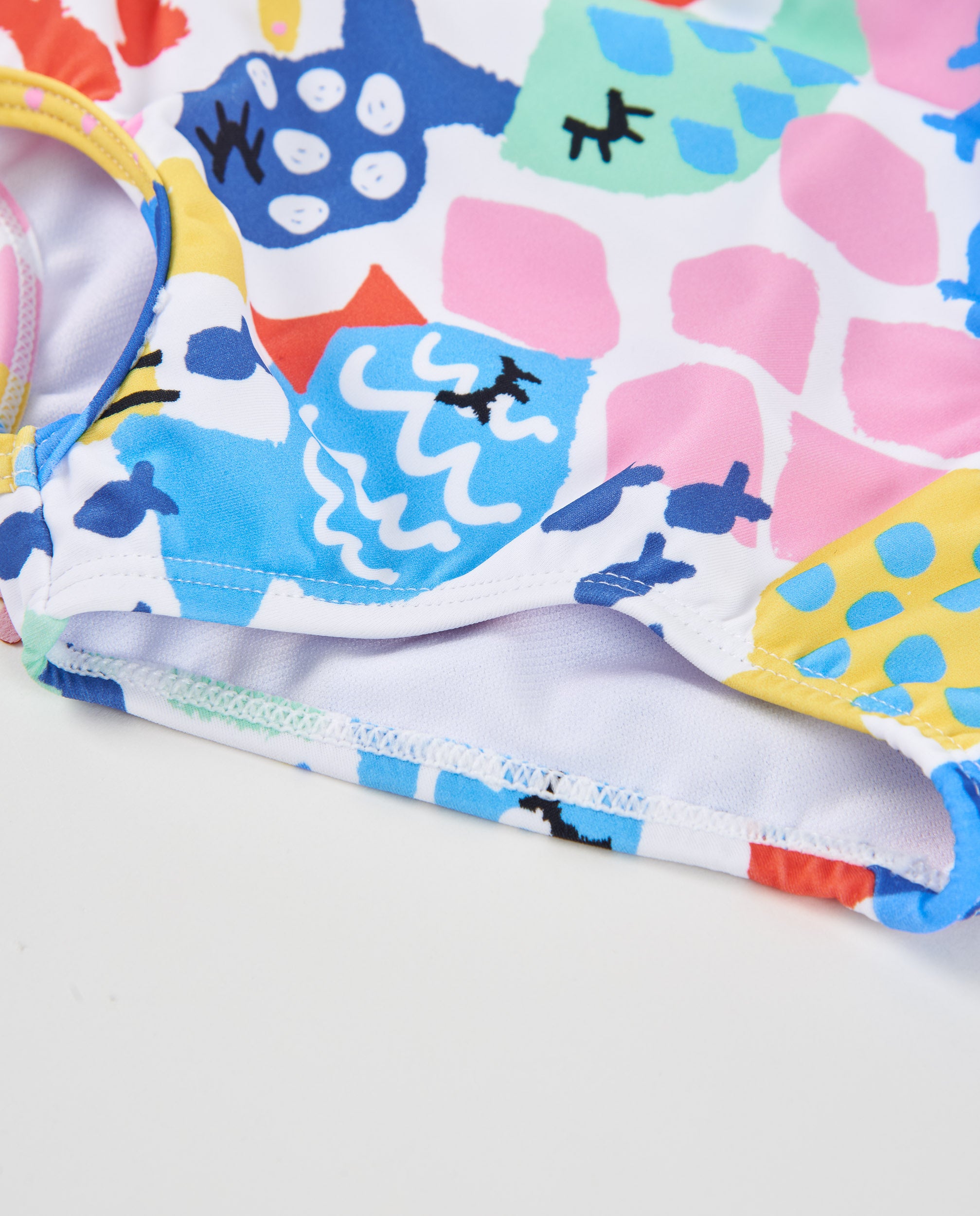 Fato de Banho Infantil de Malha com Aberturas Laterais Multicolor-5