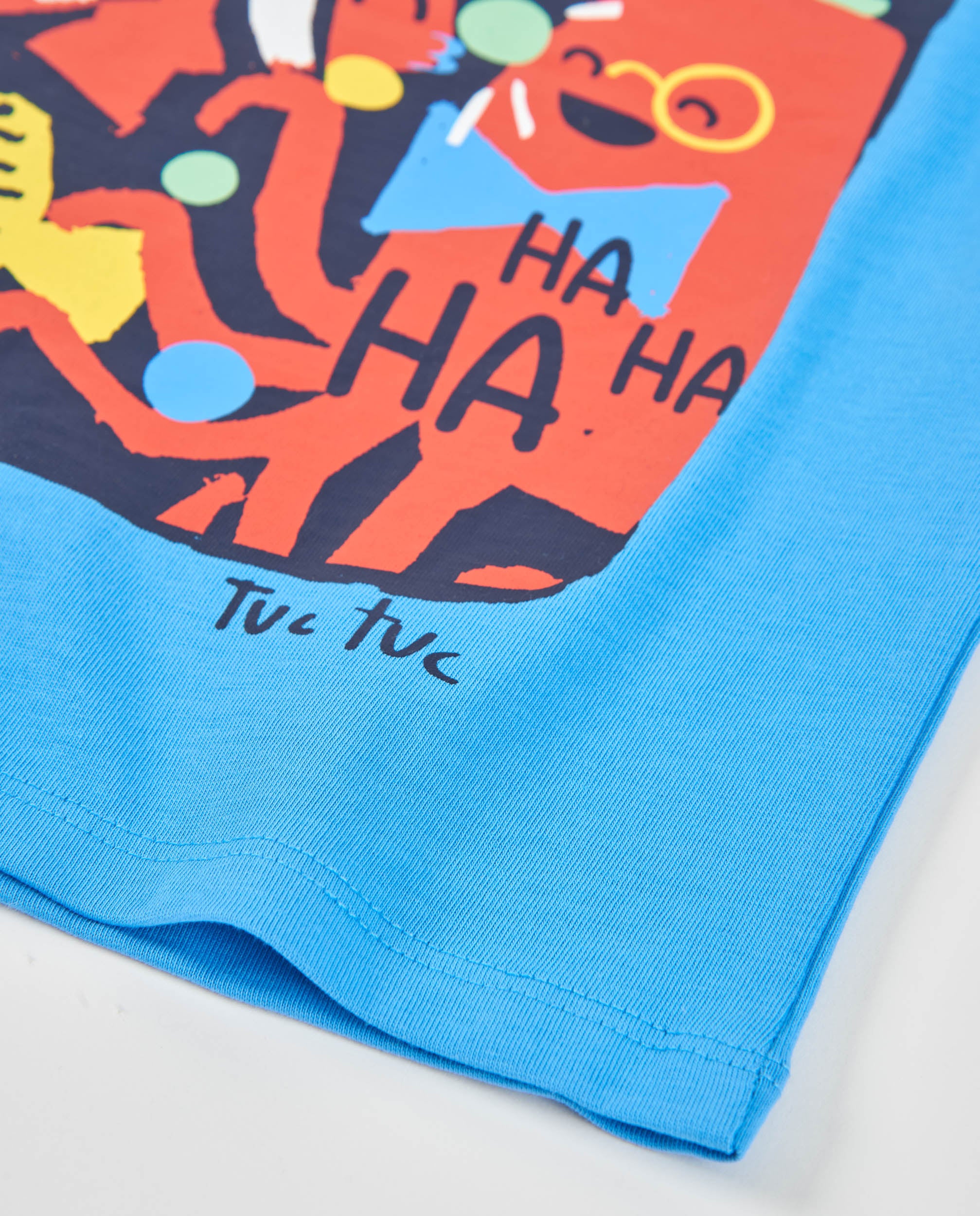 T-shirt Infantil de Malha com Gráfico de Peixe Palhaço Azul-6