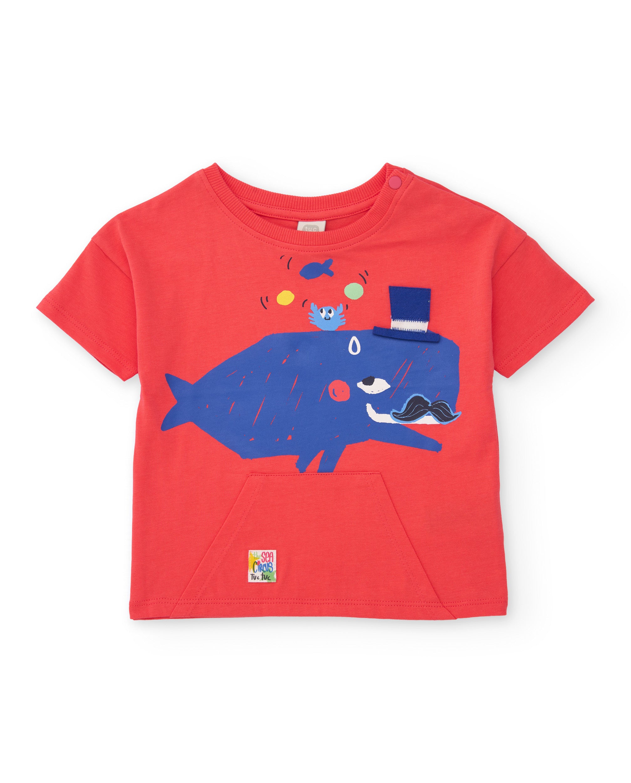 T-shirt Infantil de Malha com Estampado de Baleia Vermelho-3