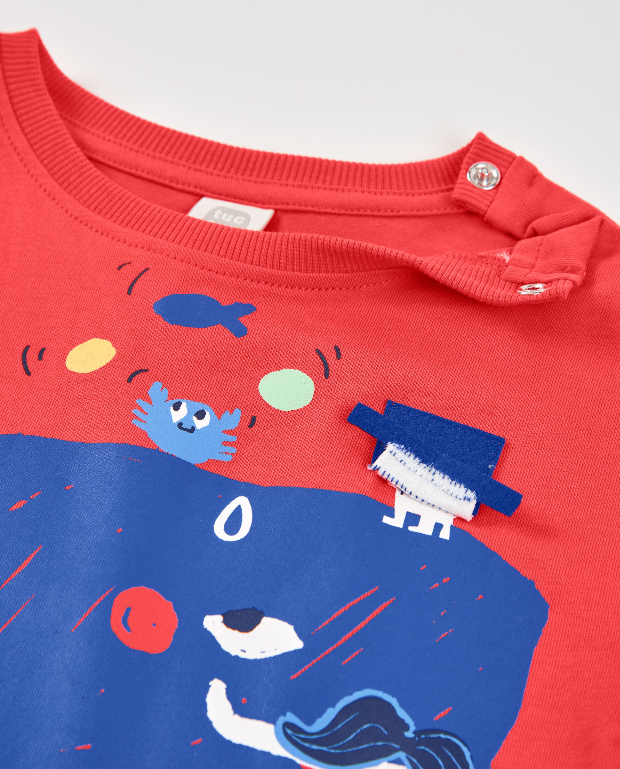T-shirt Infantil de Malha com Estampado de Baleia Vermelho-5