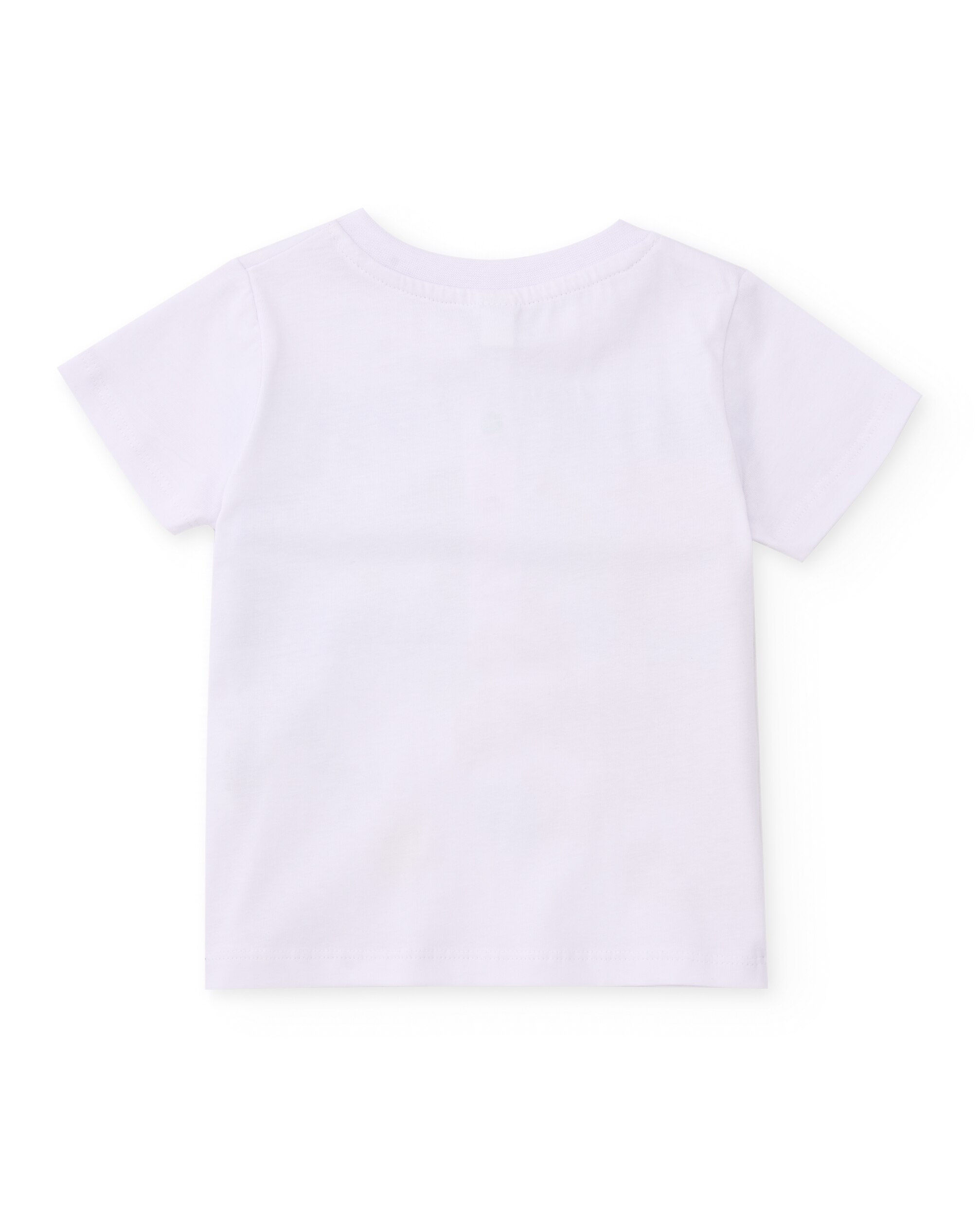 T-shirt Infantil de Malha e Design Às Riscas Branco-2