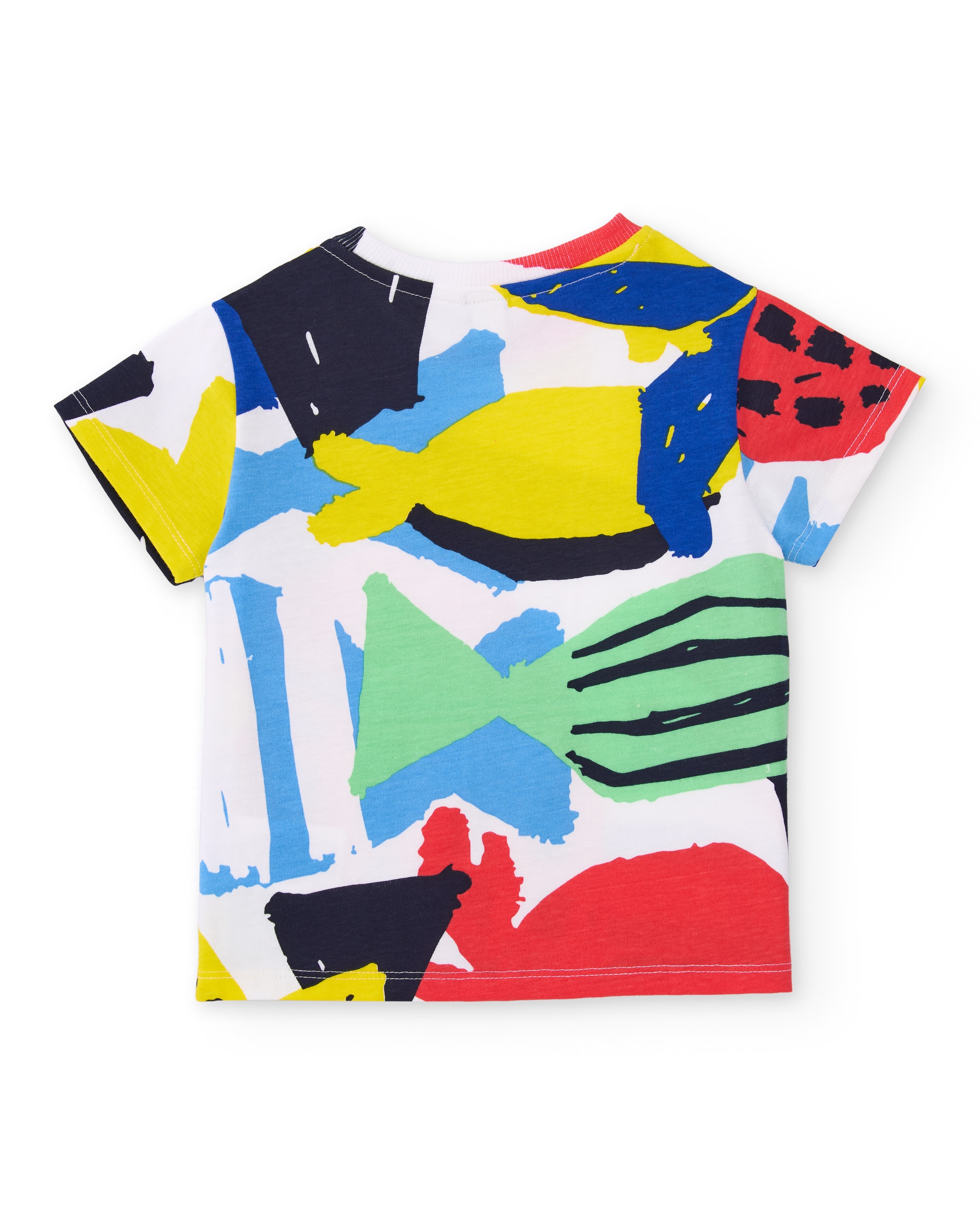 T-shirt Infantil de Malha e Estampado Abstrato Branco-2