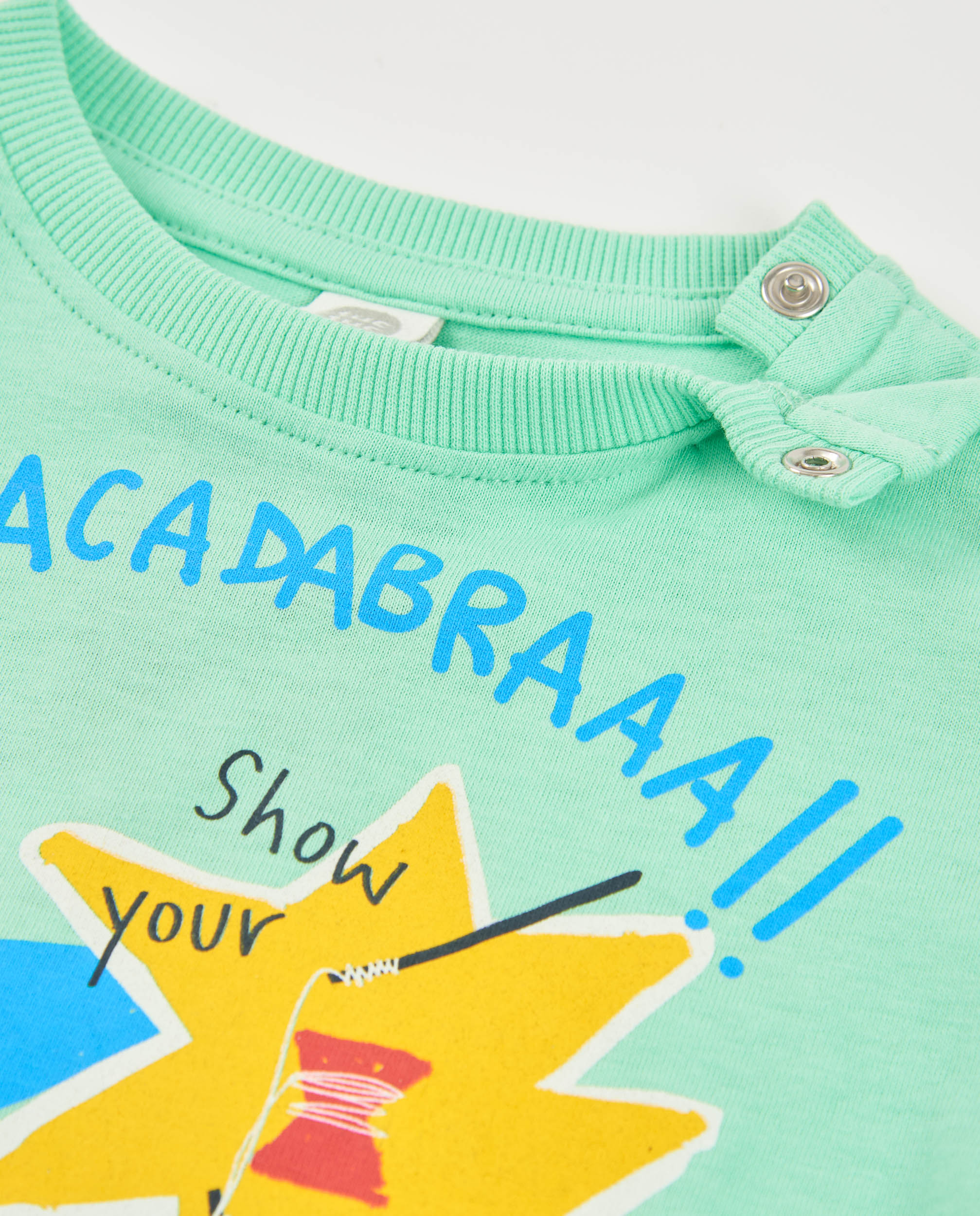 T-shirt Infantil de Malha e Estampado Dinâmico Verde-claro-3