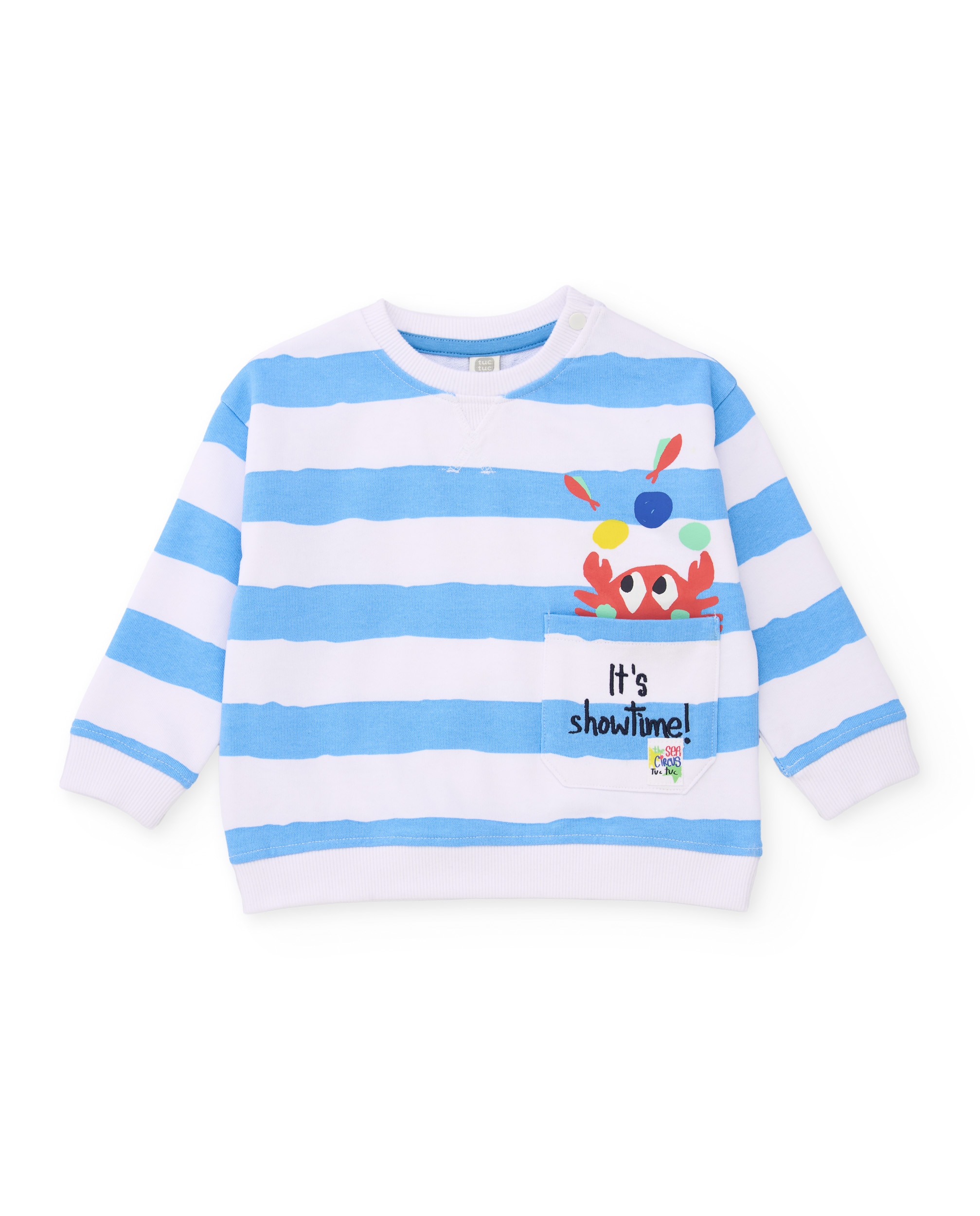Sweat Infantil de Malha e Estampado Às Riscas Tuc tuc Azul-1