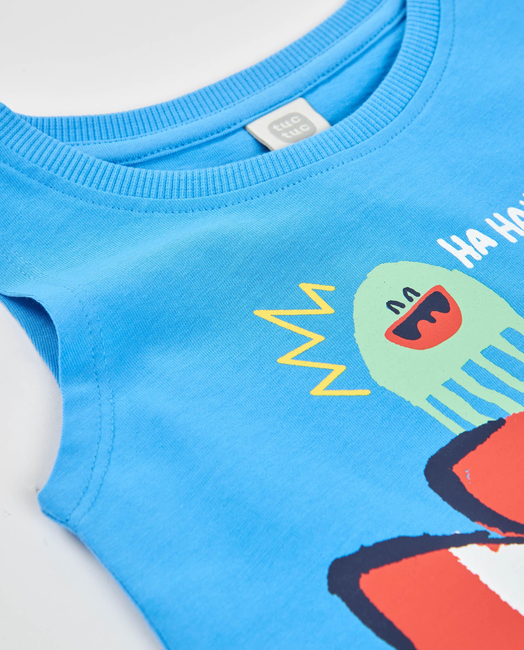 T-shirt Infantil de Malha com Alças Tuc tuc Azul-3