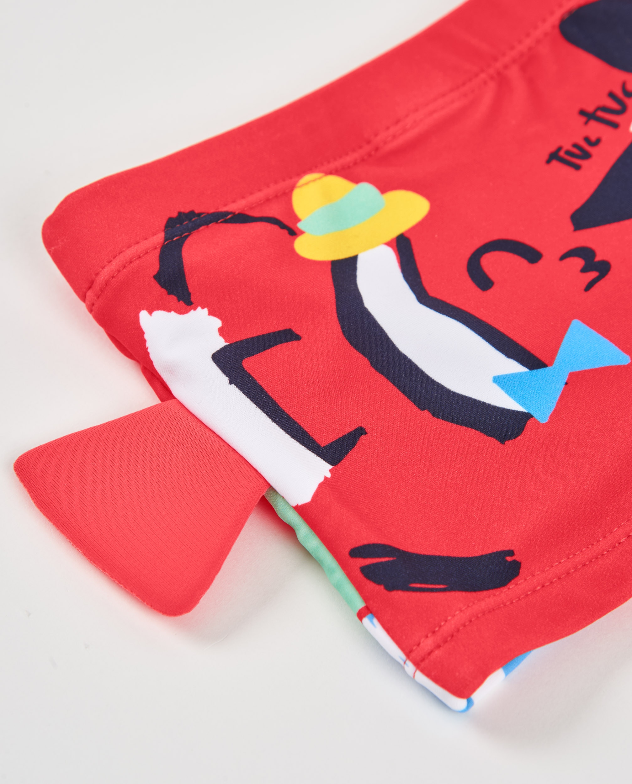 Fato de Banho Infantil de Malha com Aleta Lateral Vermelho-4