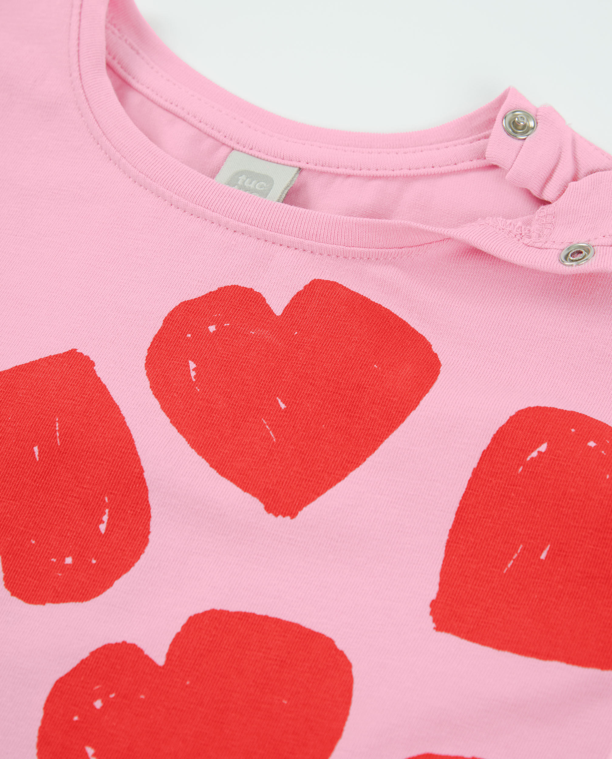 T-shirt Infantil de Malha e Estampado Corações Rosa-3