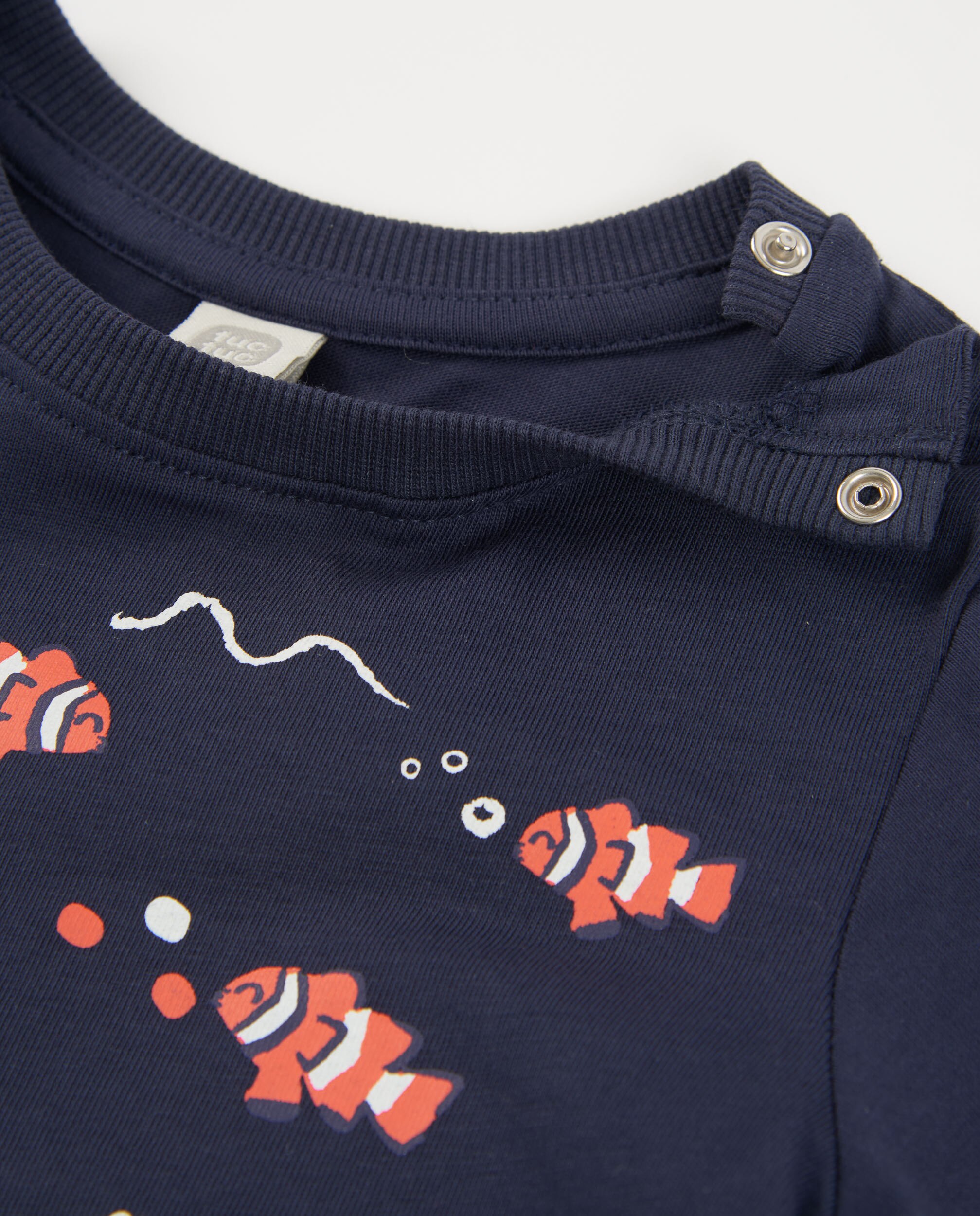 T-shirt Infantil de Malha com Estampado de Peixes Palhaço Azul-marinho-3