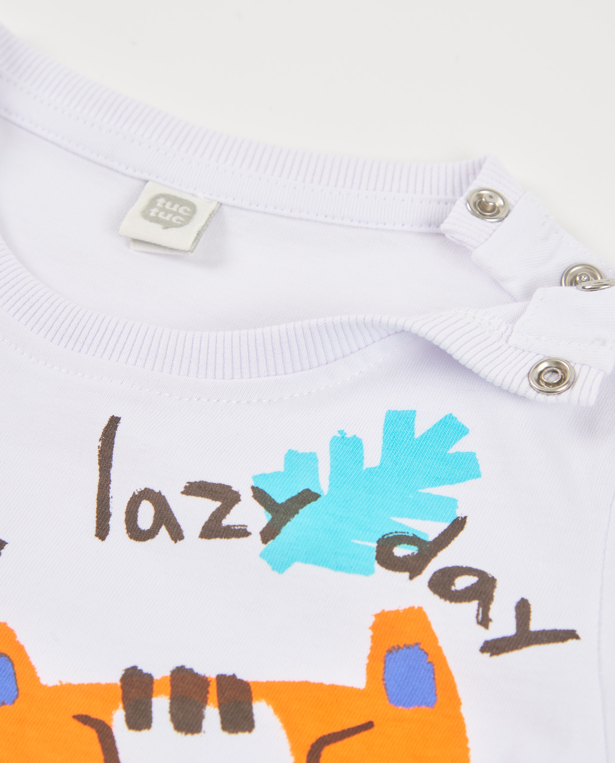 T-shirt Infantil de Malha com Estampado Grande Branco-3