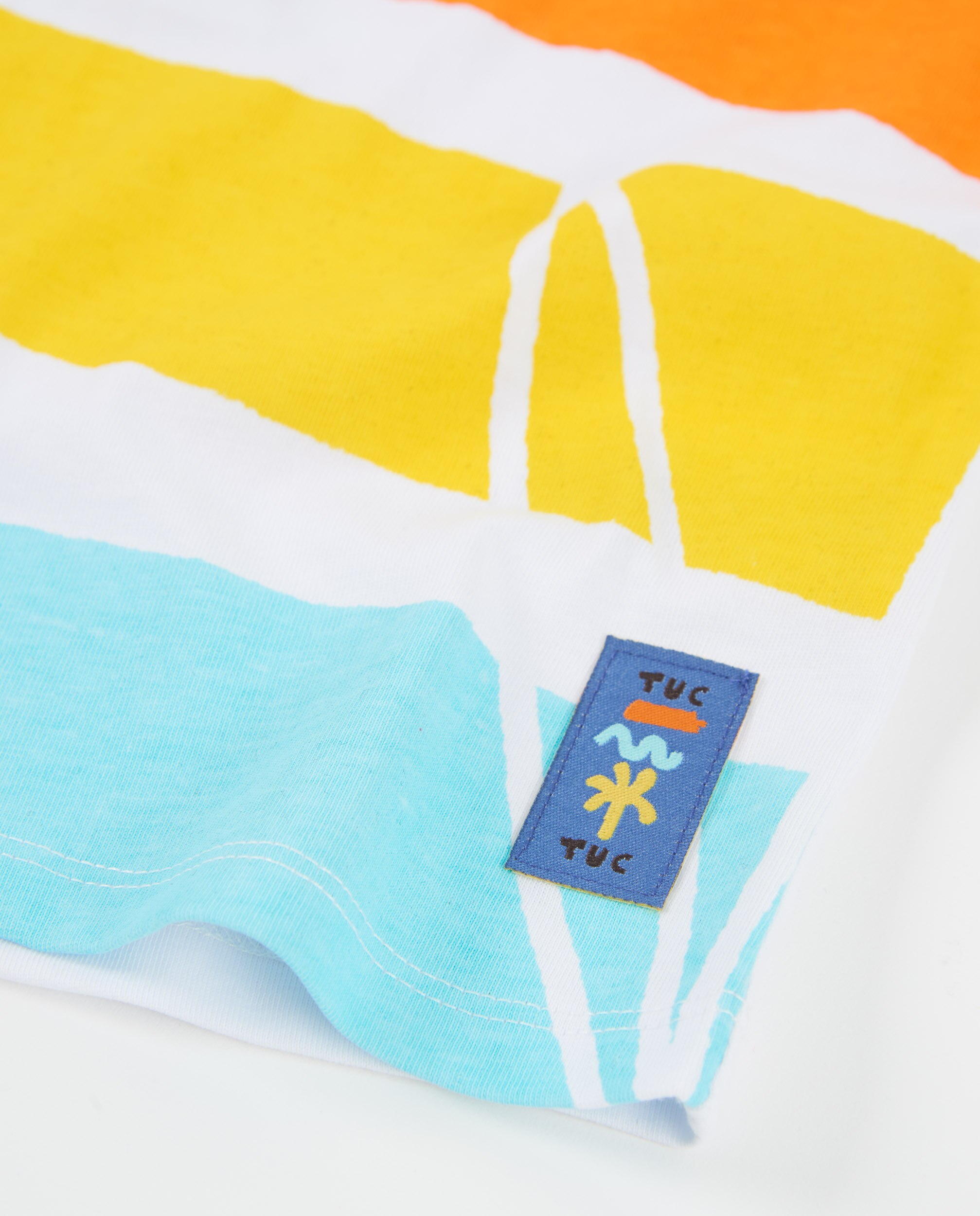 T-shirt Infantil de Malha com Franjas Horizontais Branco-4