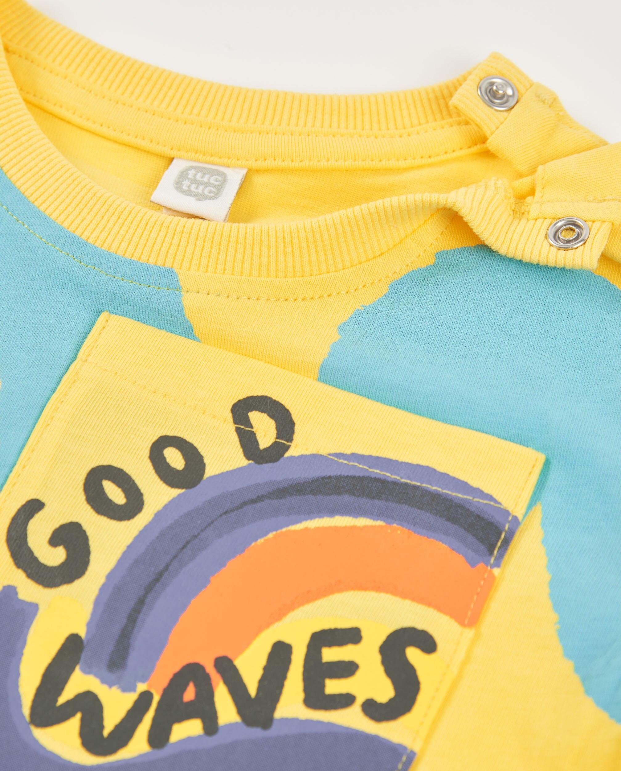 T-shirt Infantil de Malha com Bolso Estampado Amarelo-3