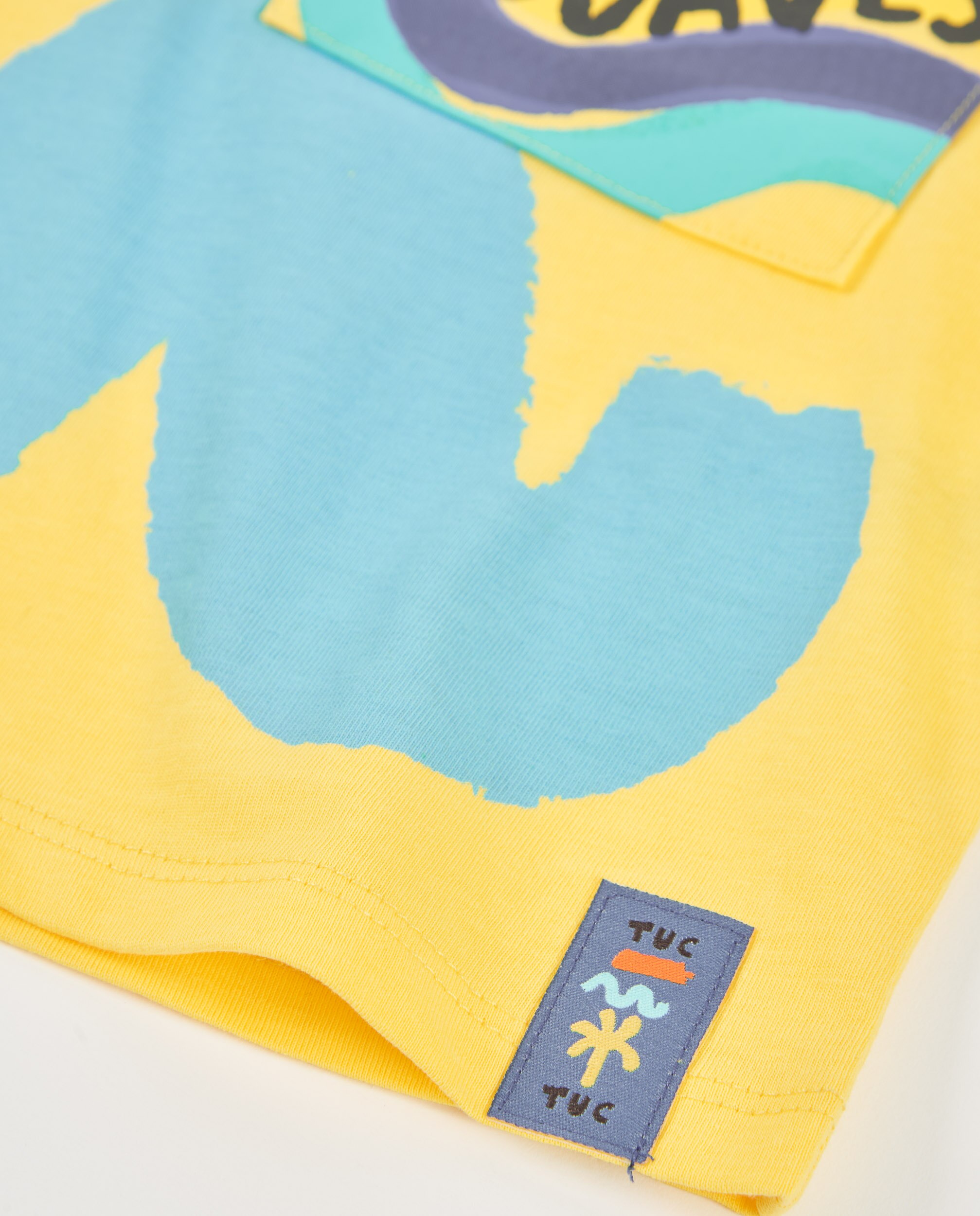 T-shirt Infantil de Malha com Bolso Estampado Amarelo-4