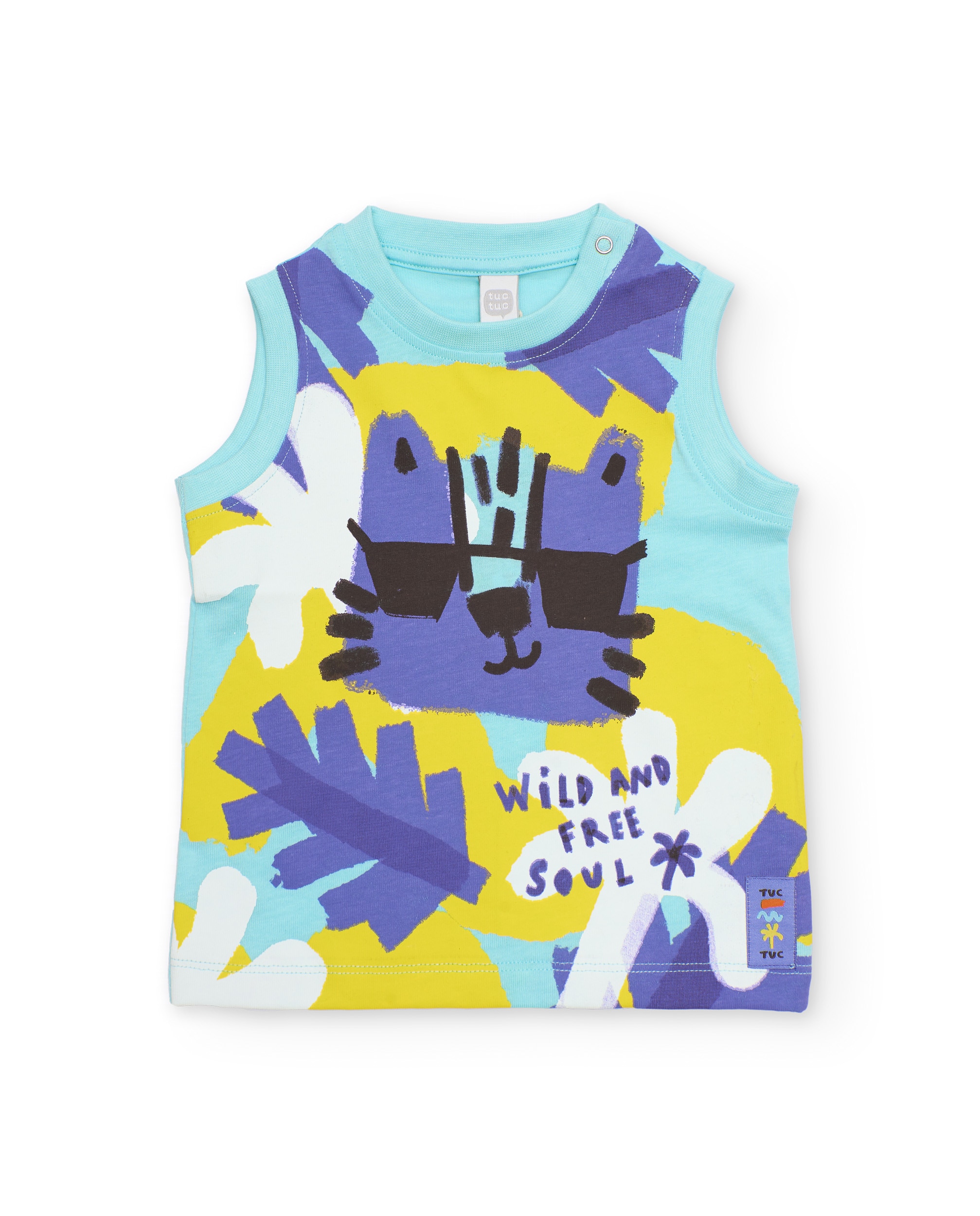 Imagem 0 de T-shirt Infantil de Malha e Alças com Fecho no Ombro